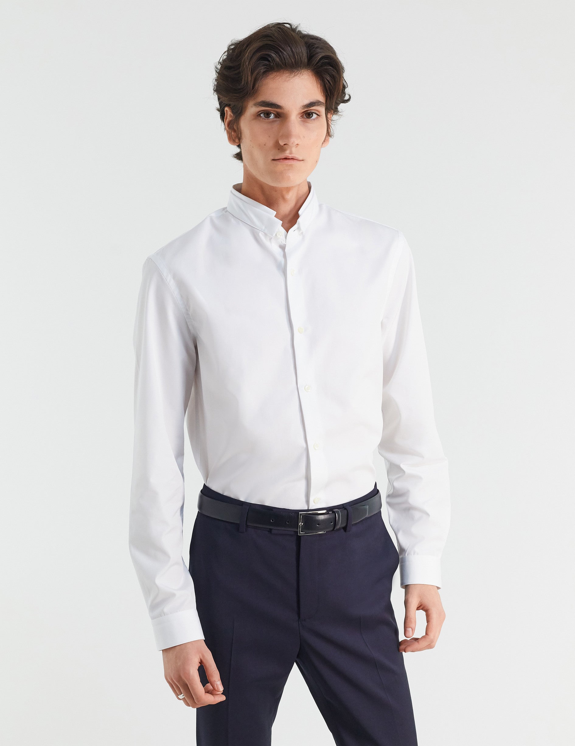 Chemise Semi-ajustée blanche - Popeline - Col Double