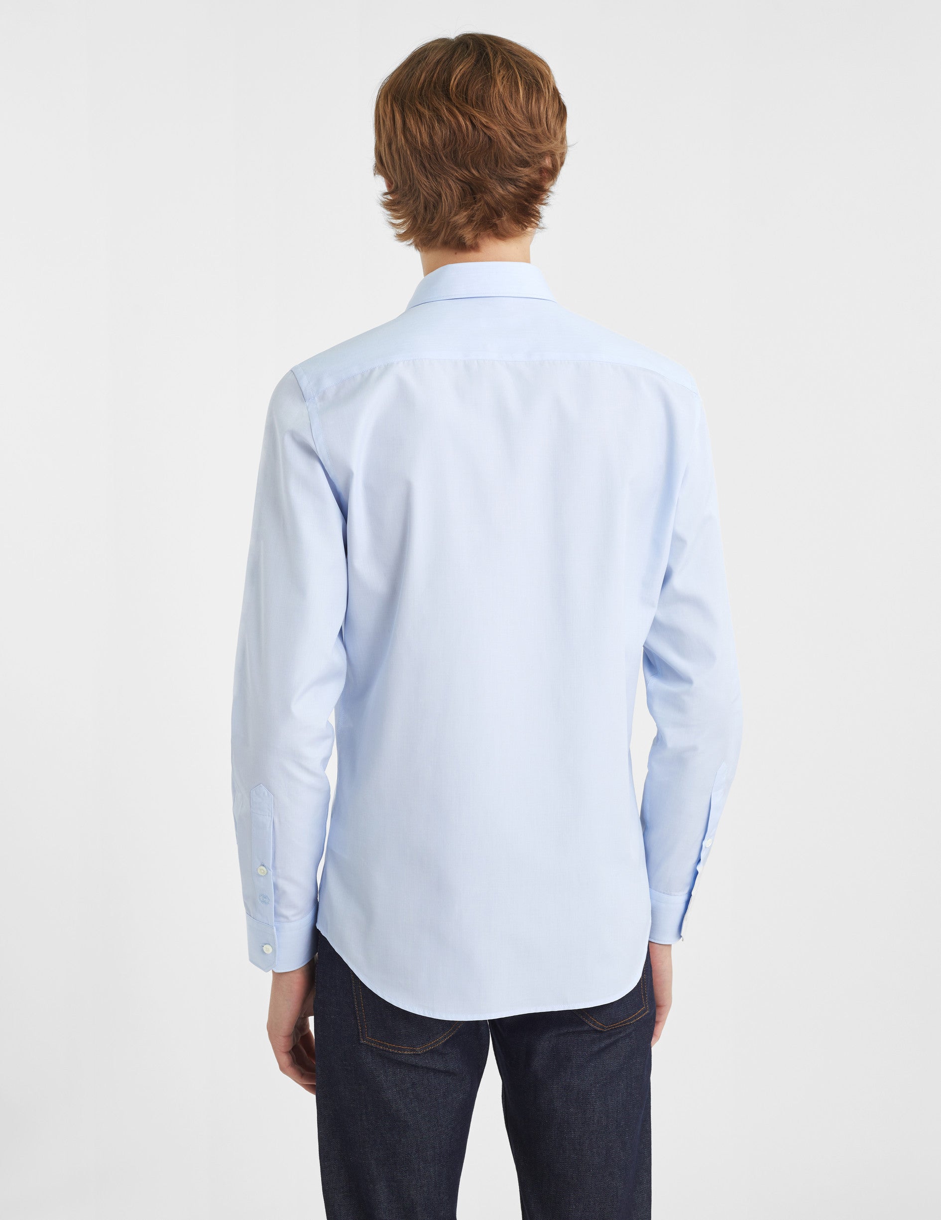 Chemise Ajustée bleue - Fil-à-fil - Col Figaret