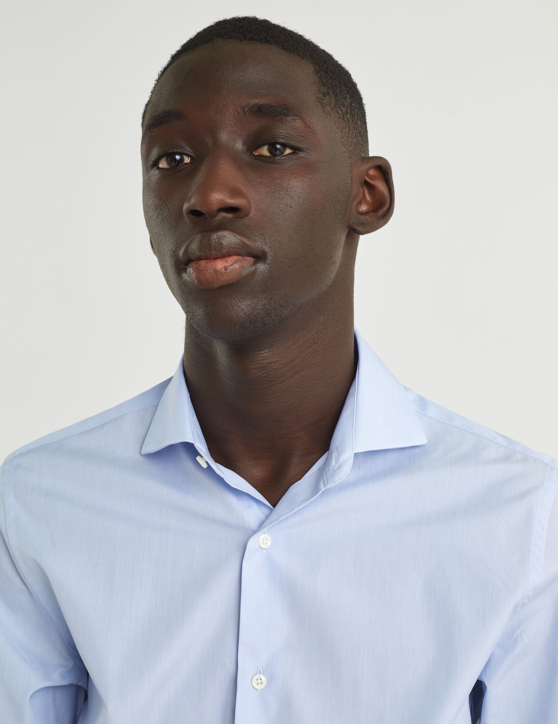 Chemise Ajustée rayée bleue - Popeline - Col Italien