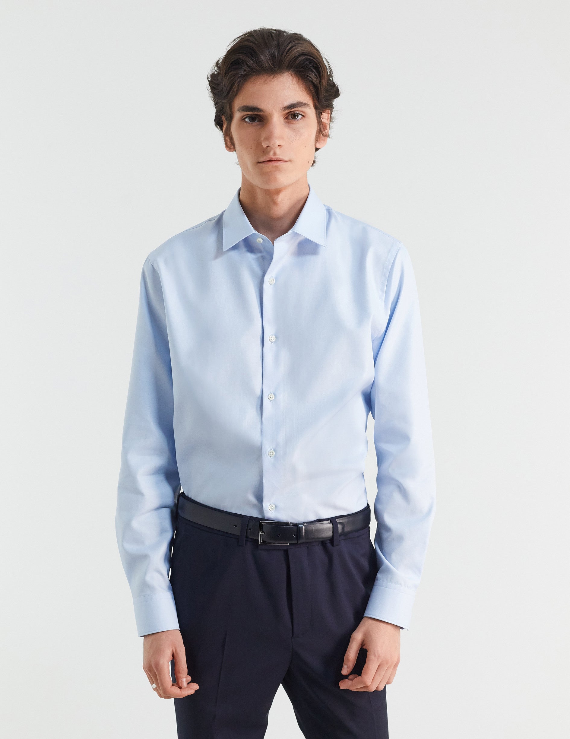 Chemise Semi-ajustée bleue - Façonné - Col Figaret