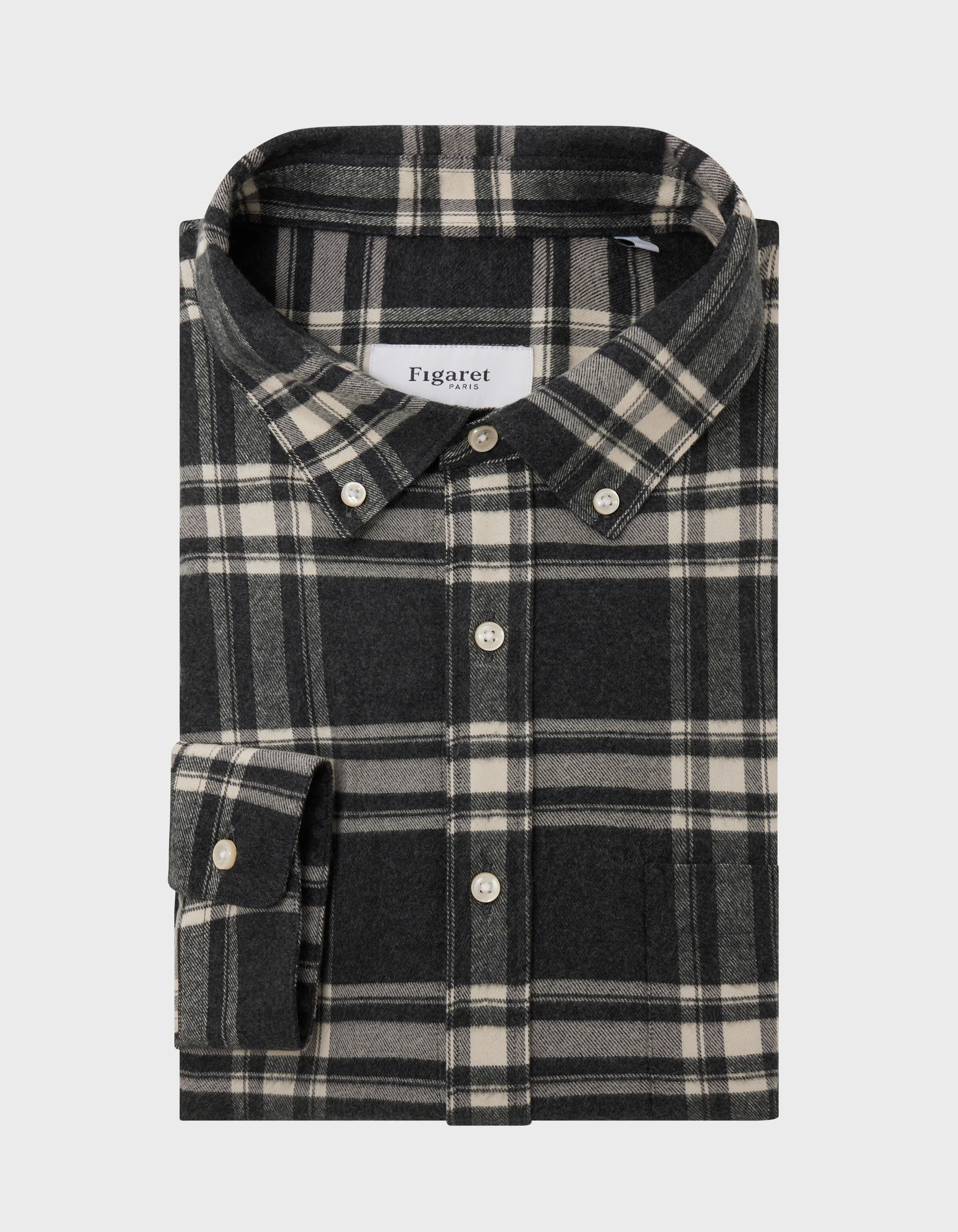 Gabriel shirt with gray checks - Flannel - American Collar