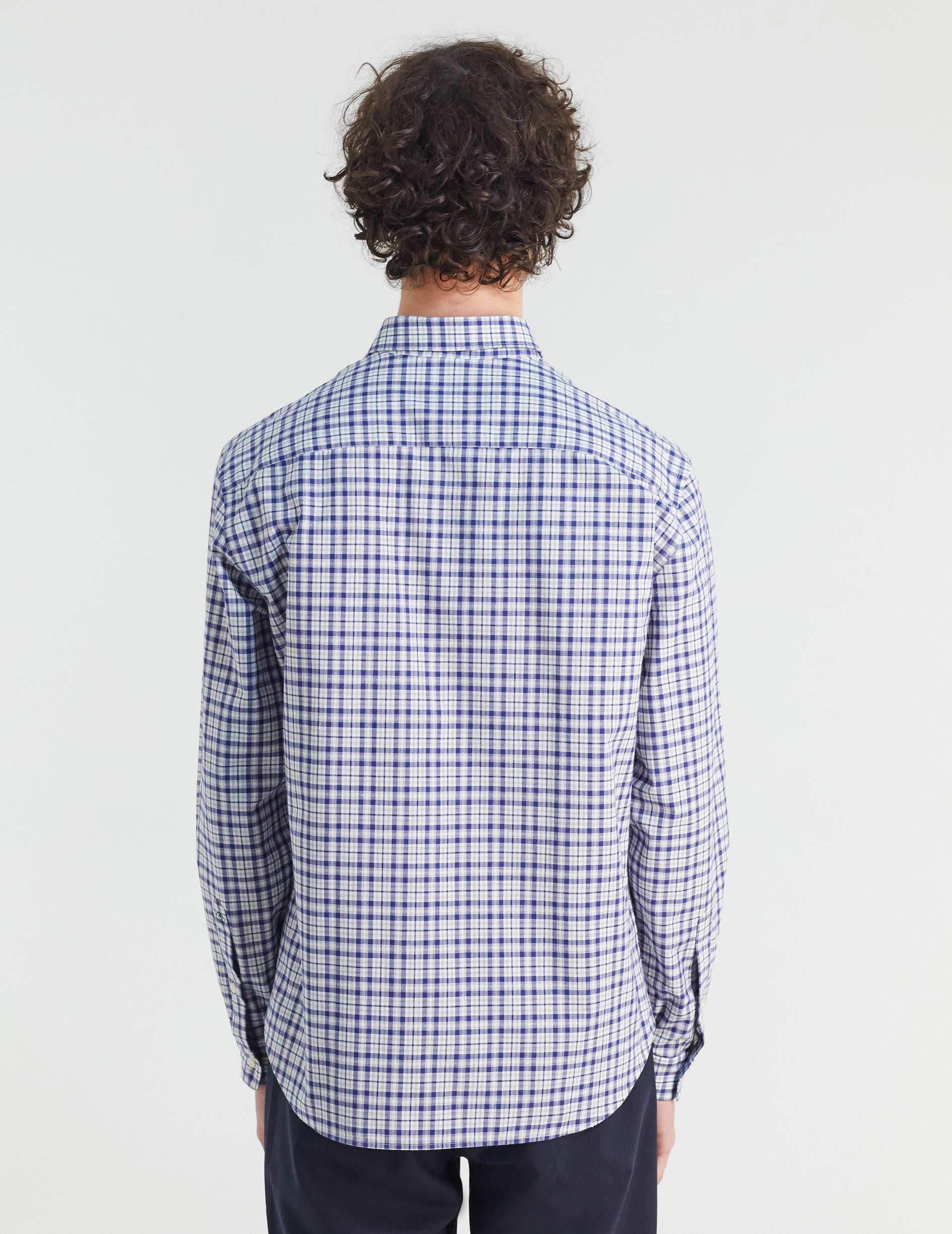 Gaspard shirt with blue checks - Poplin - American Collar