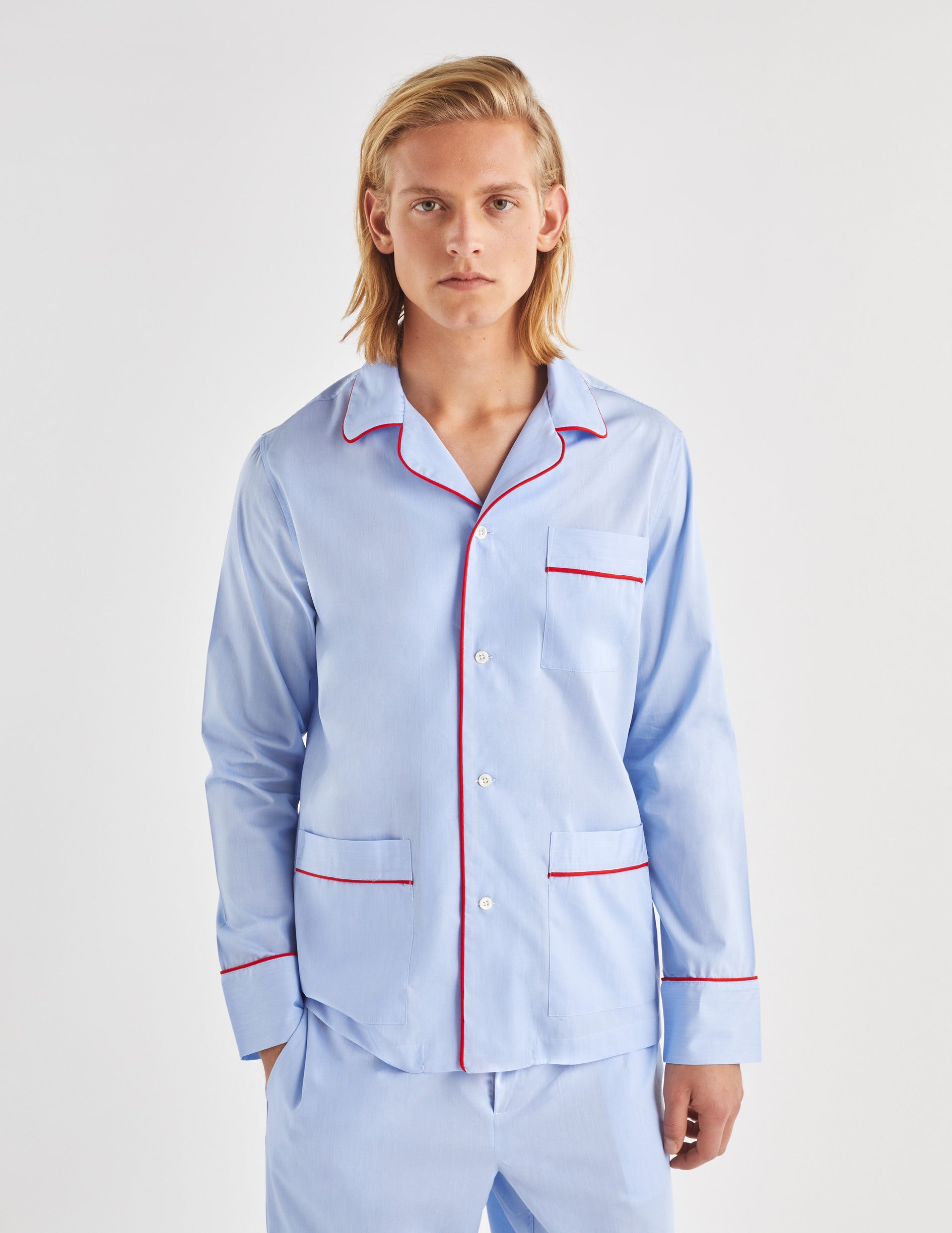 Pyjama Louis en popeline bleue brodé "Je t'aime"