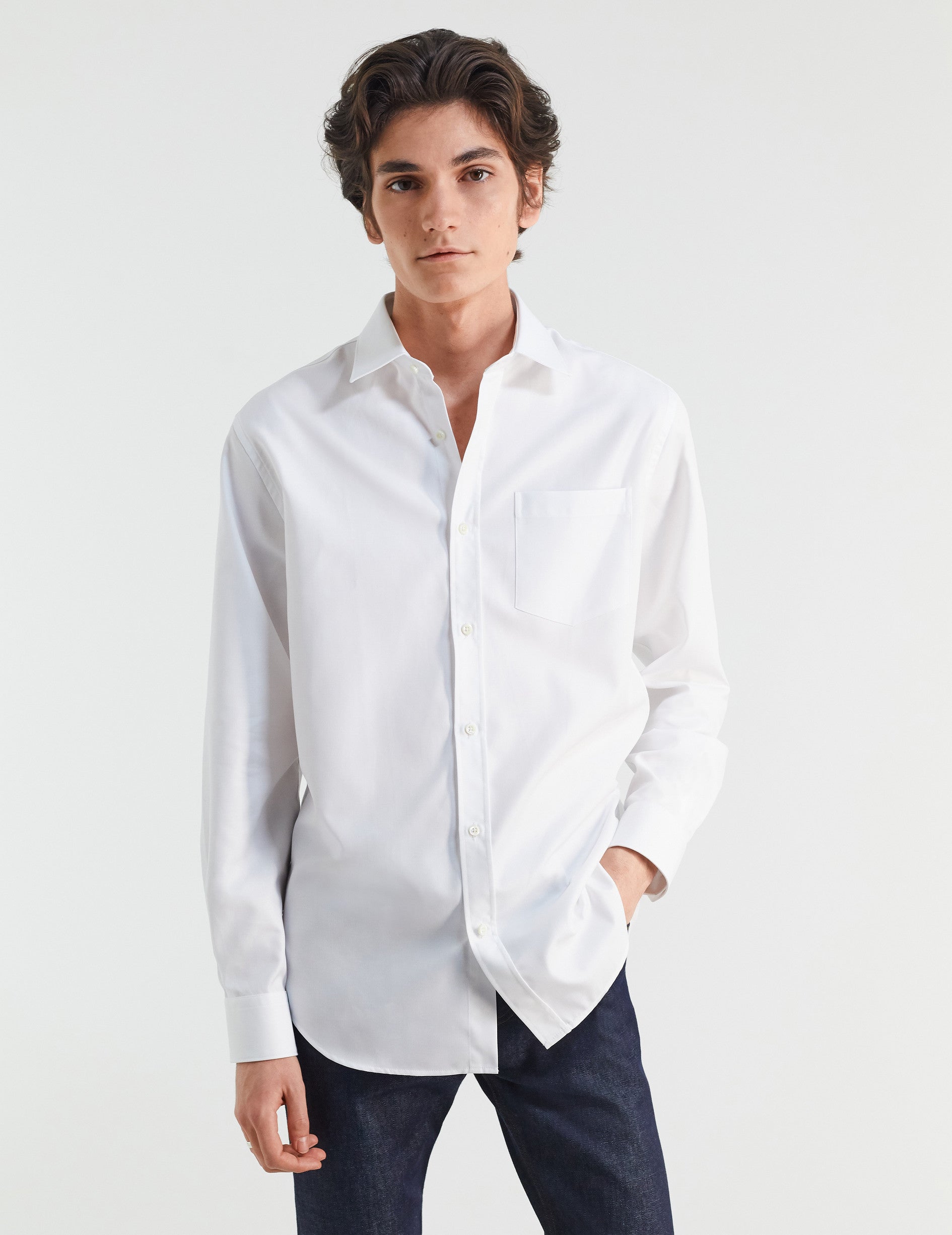 Chemise Classique blanche - Façonné - Col Figaret