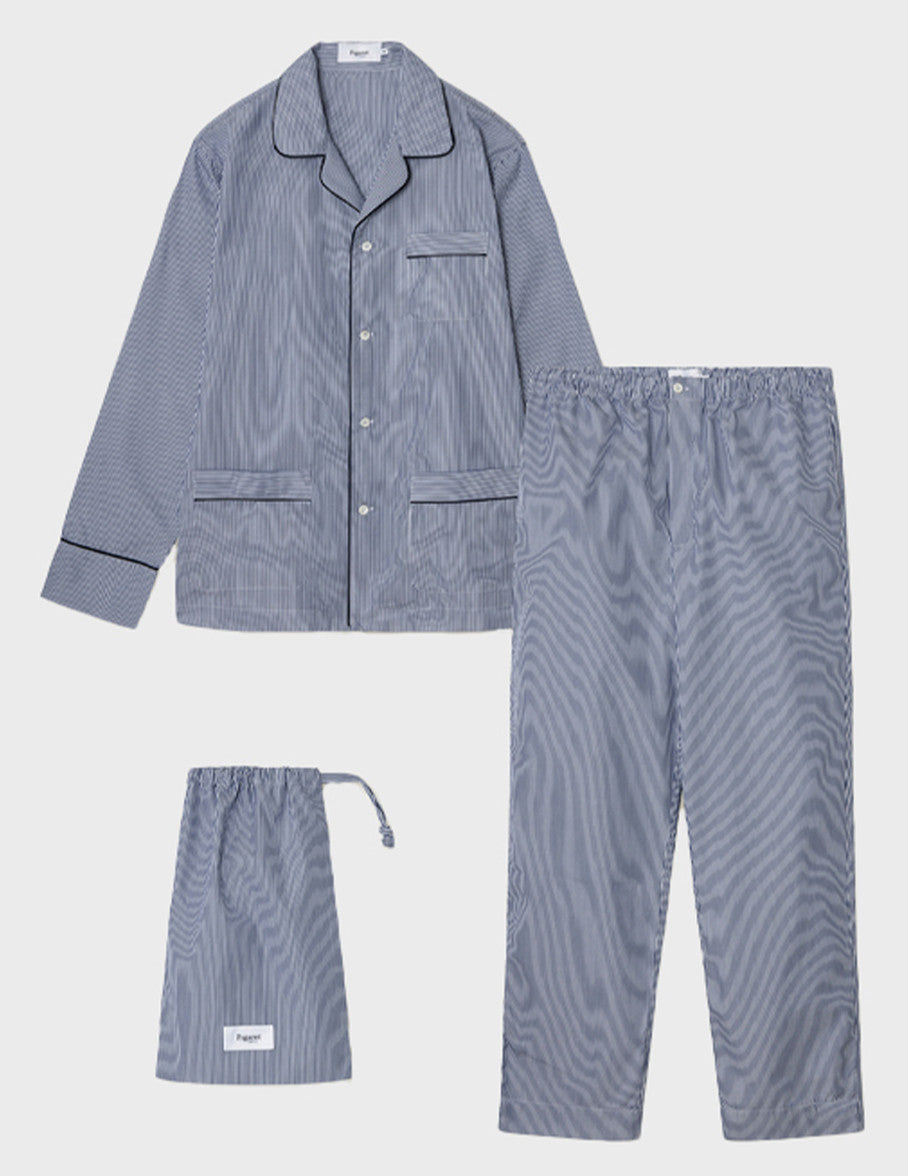 Louis pajamas in navy striped poplin