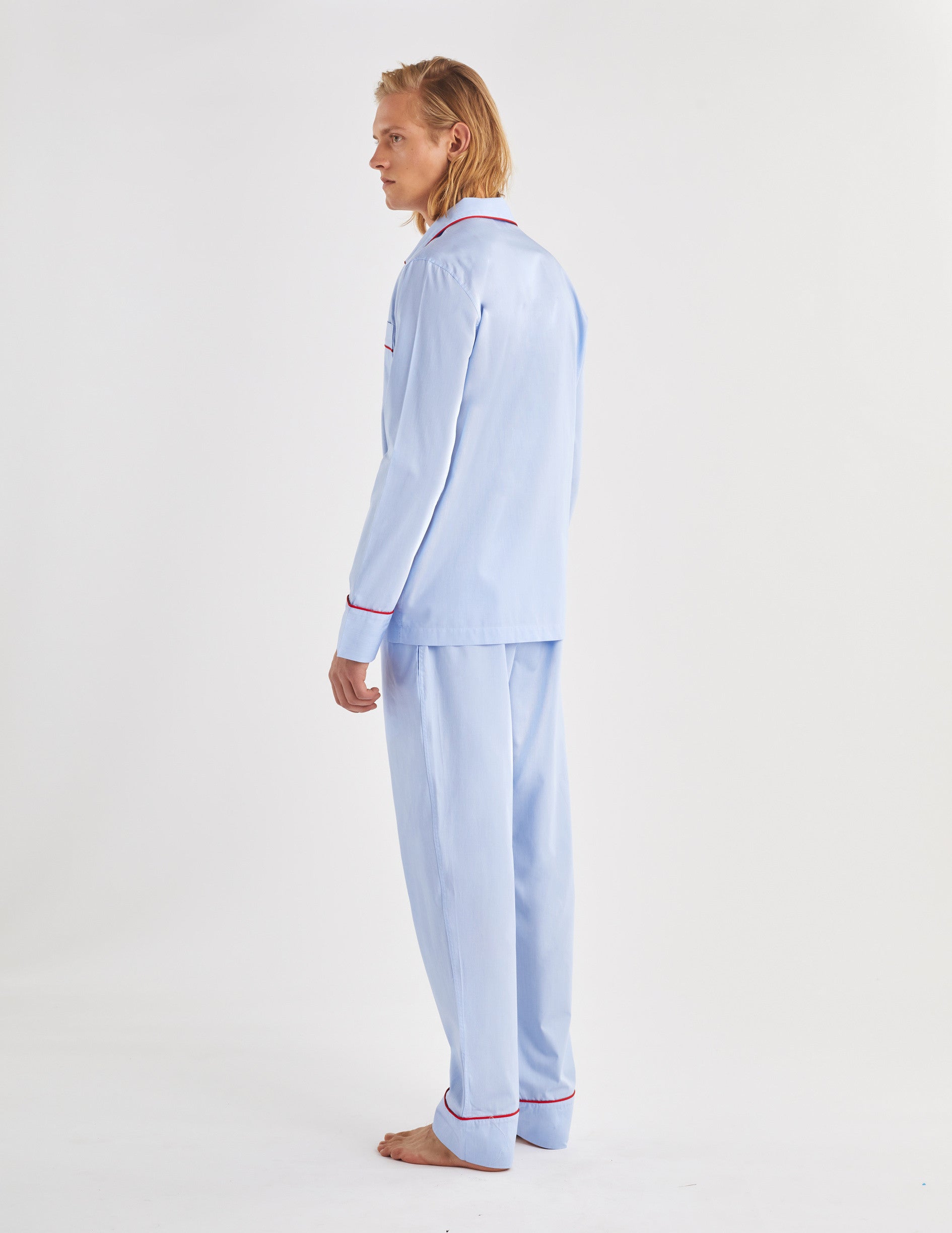 Pyjama Louis en popeline bleue brodé "Je t'aime"