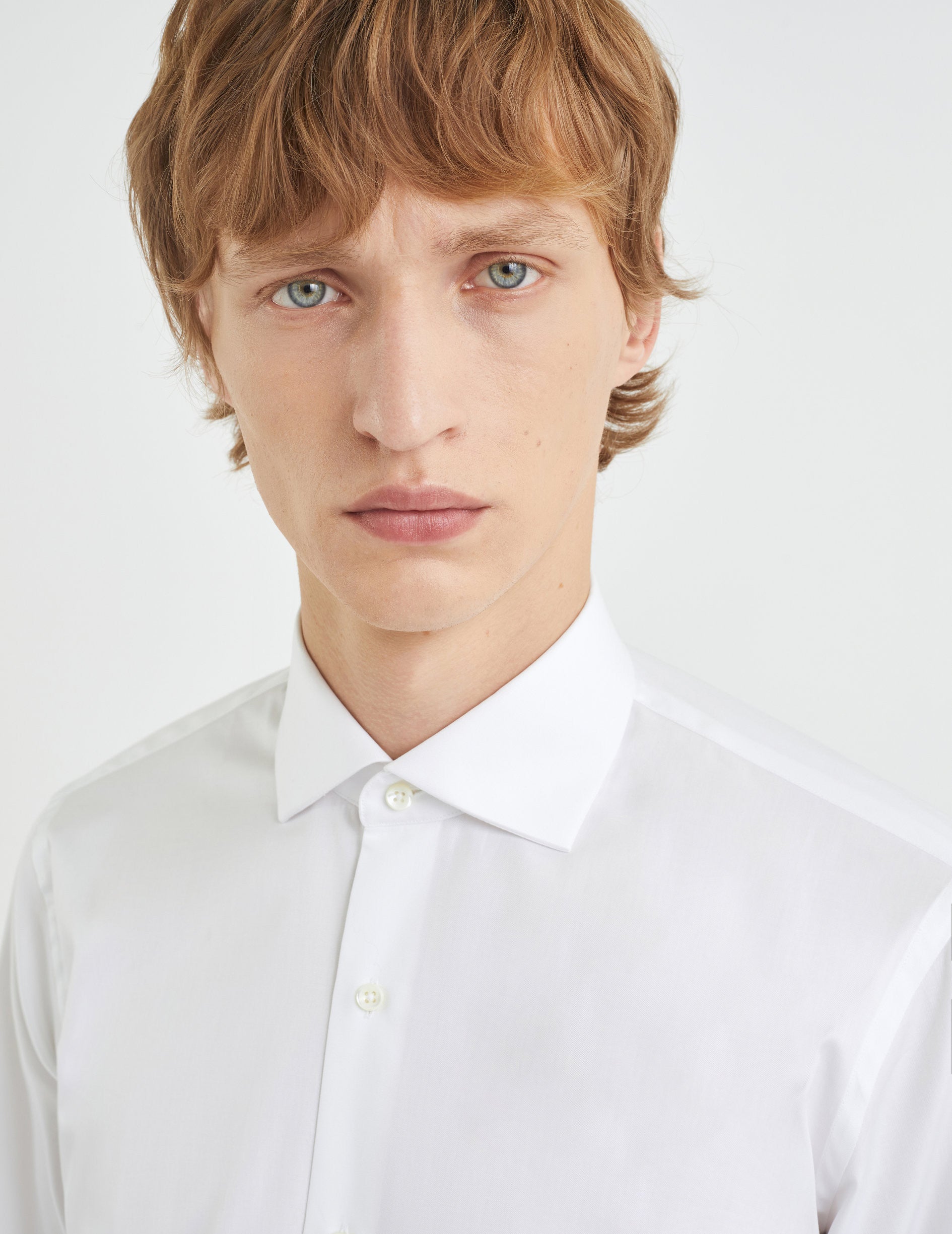Semi-fitted white shirt - Twill - Italian Collar
