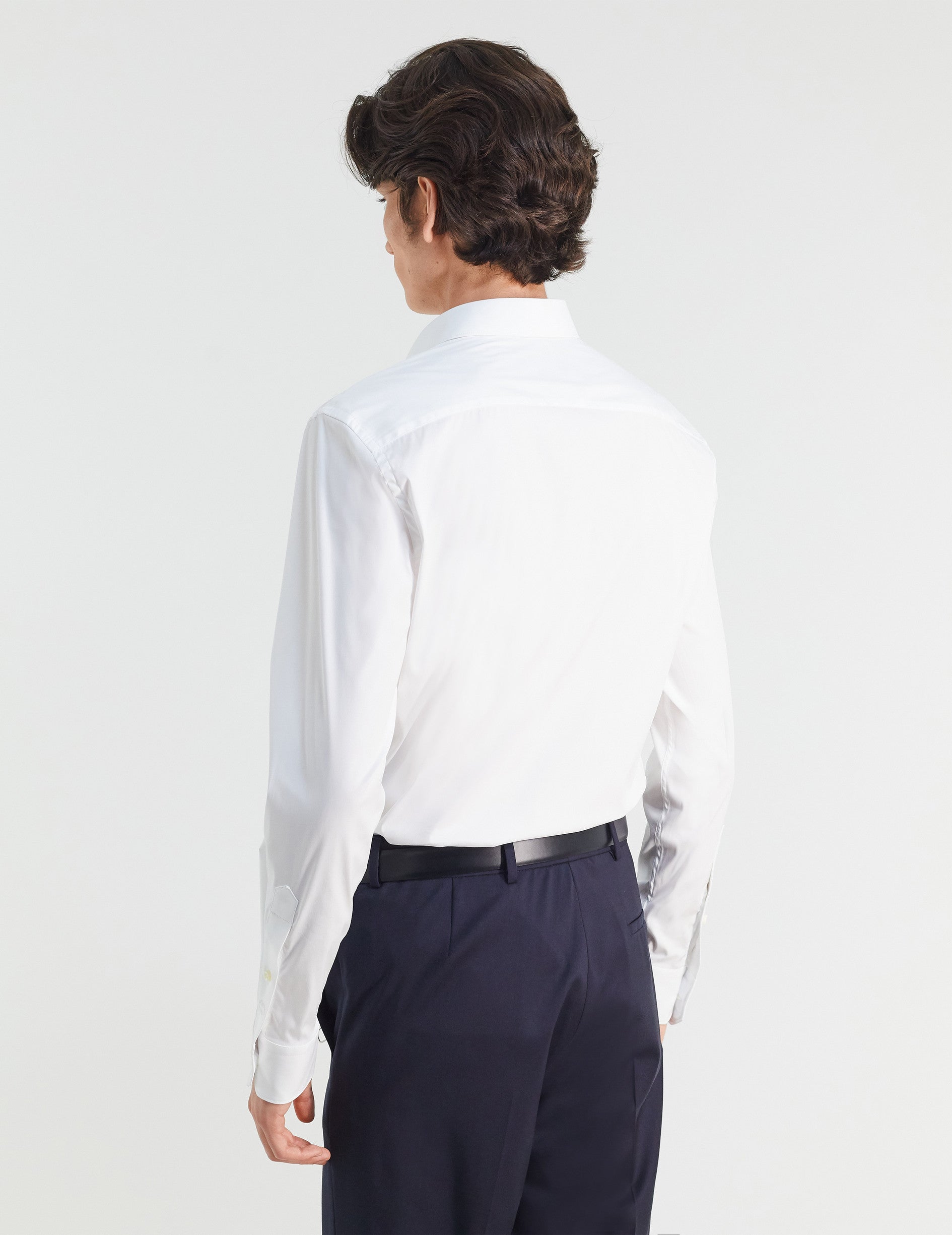 Chemise Ajustée stretch blanche - Popeline - Col Figaret