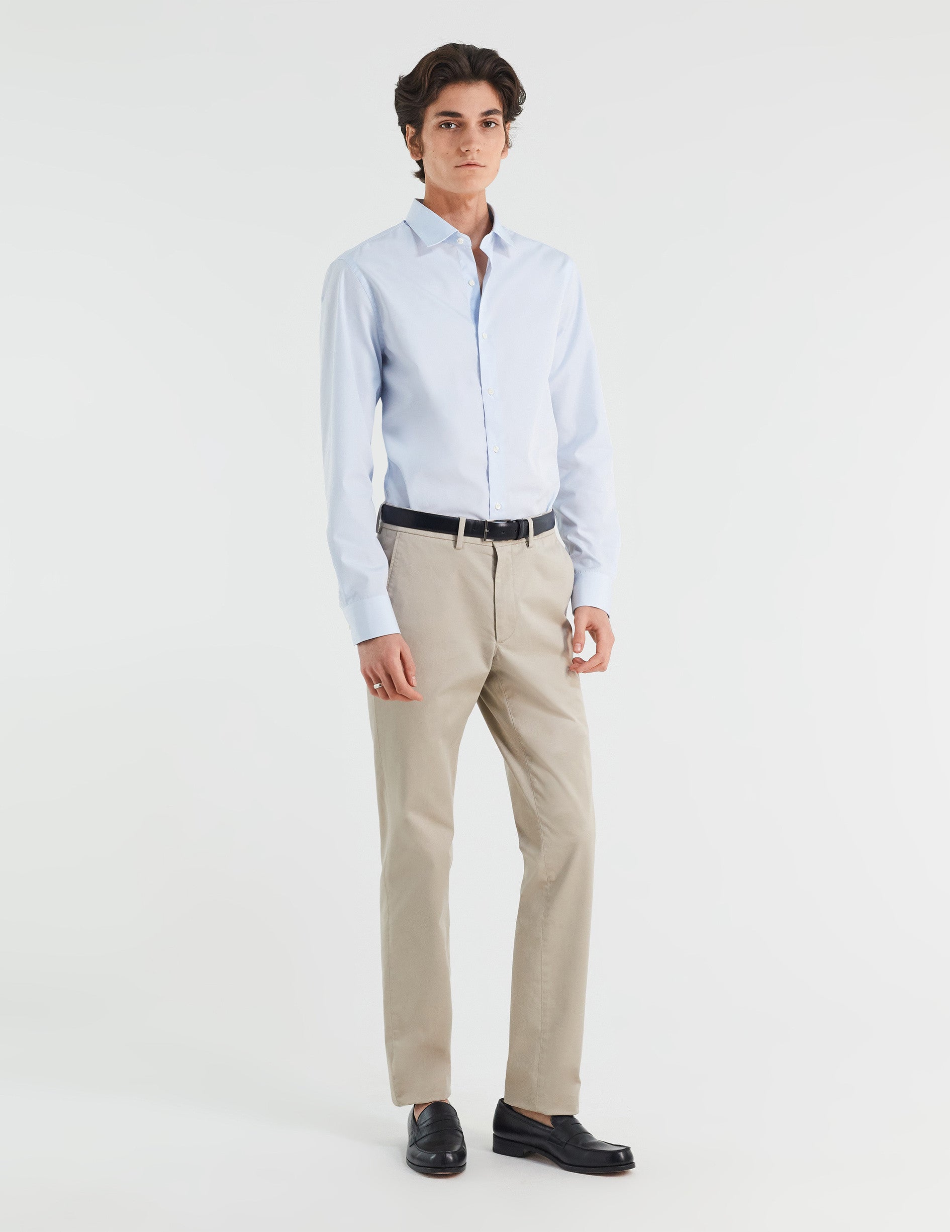 Chemise Ajustée bleue - Popeline - Col Figaret