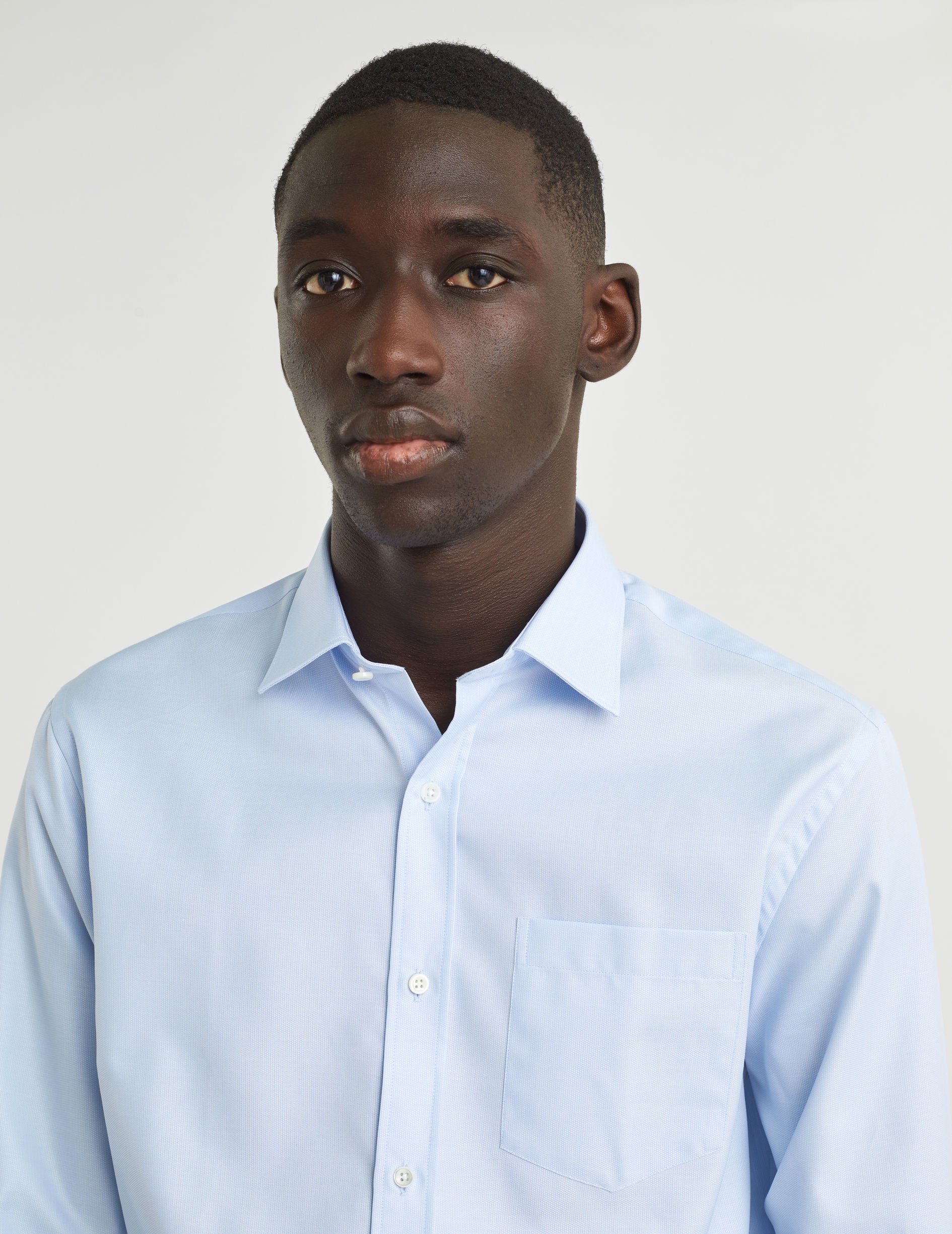 Chemise Classique bleue - Façonné - Col Figaret