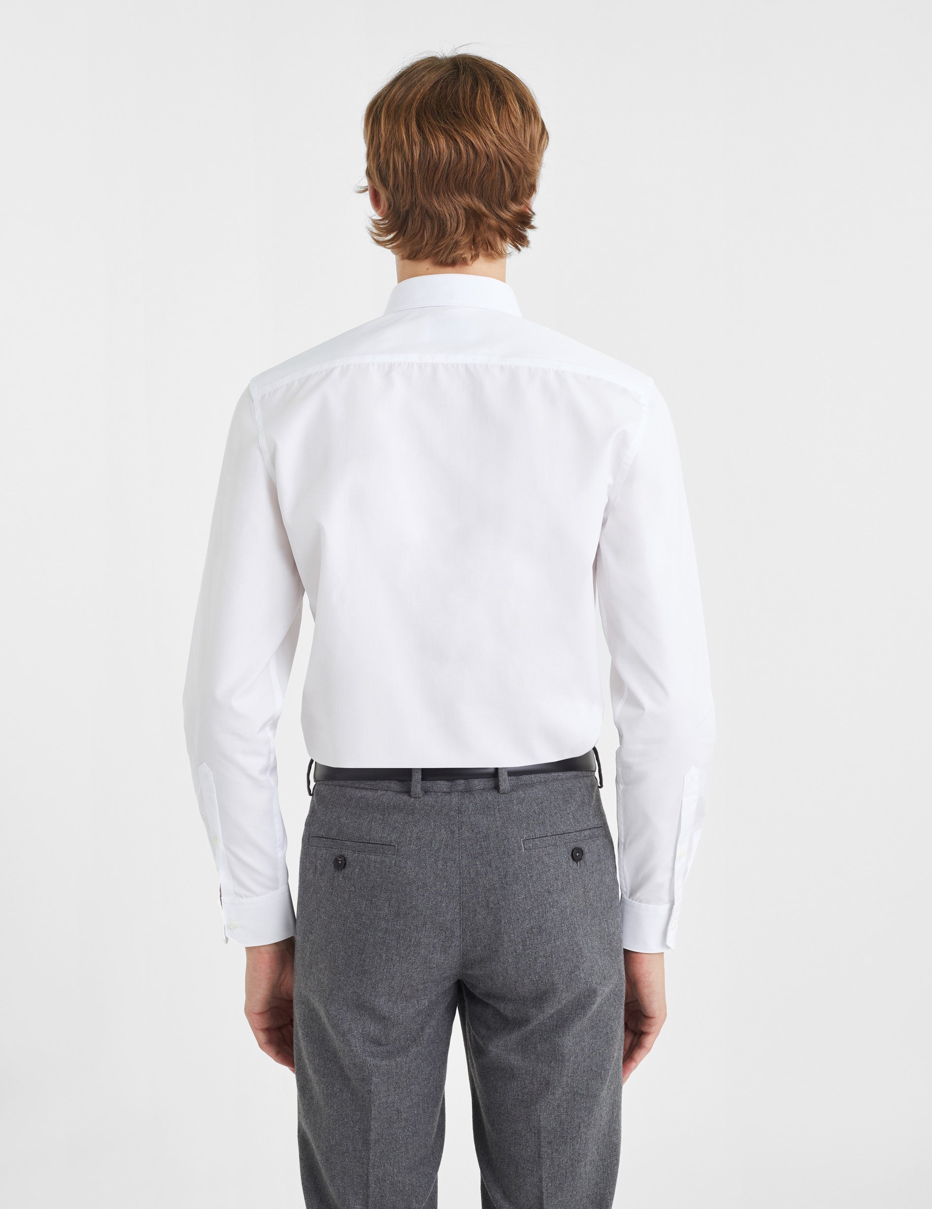 Fitted Hidden buttons placket white shirt - Poplin - Figaret Collar