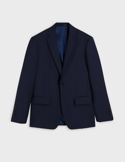 Navy wool pinpoint Fabien suit jacket