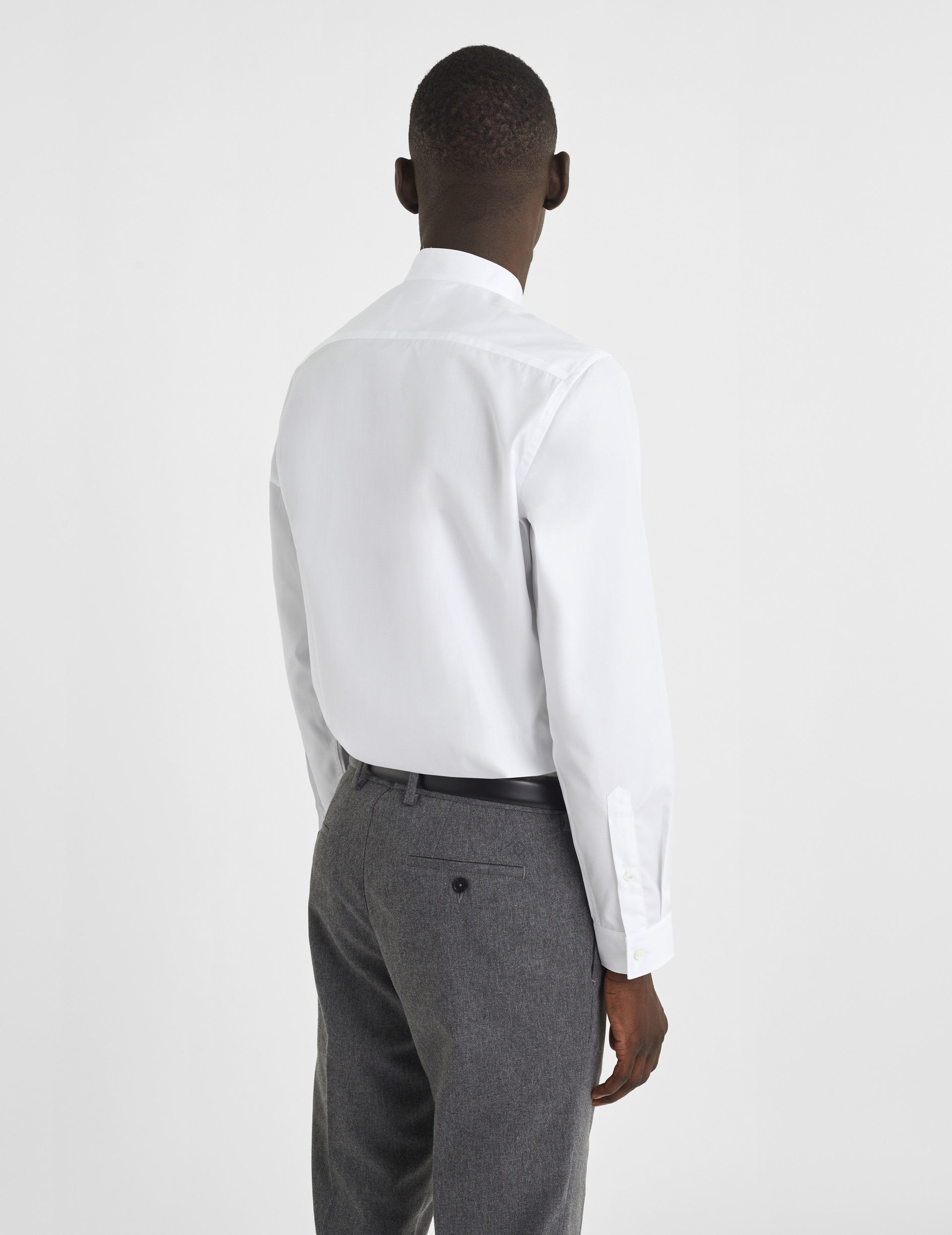Semi-fitted white shirt - Poplin - Straight Collar