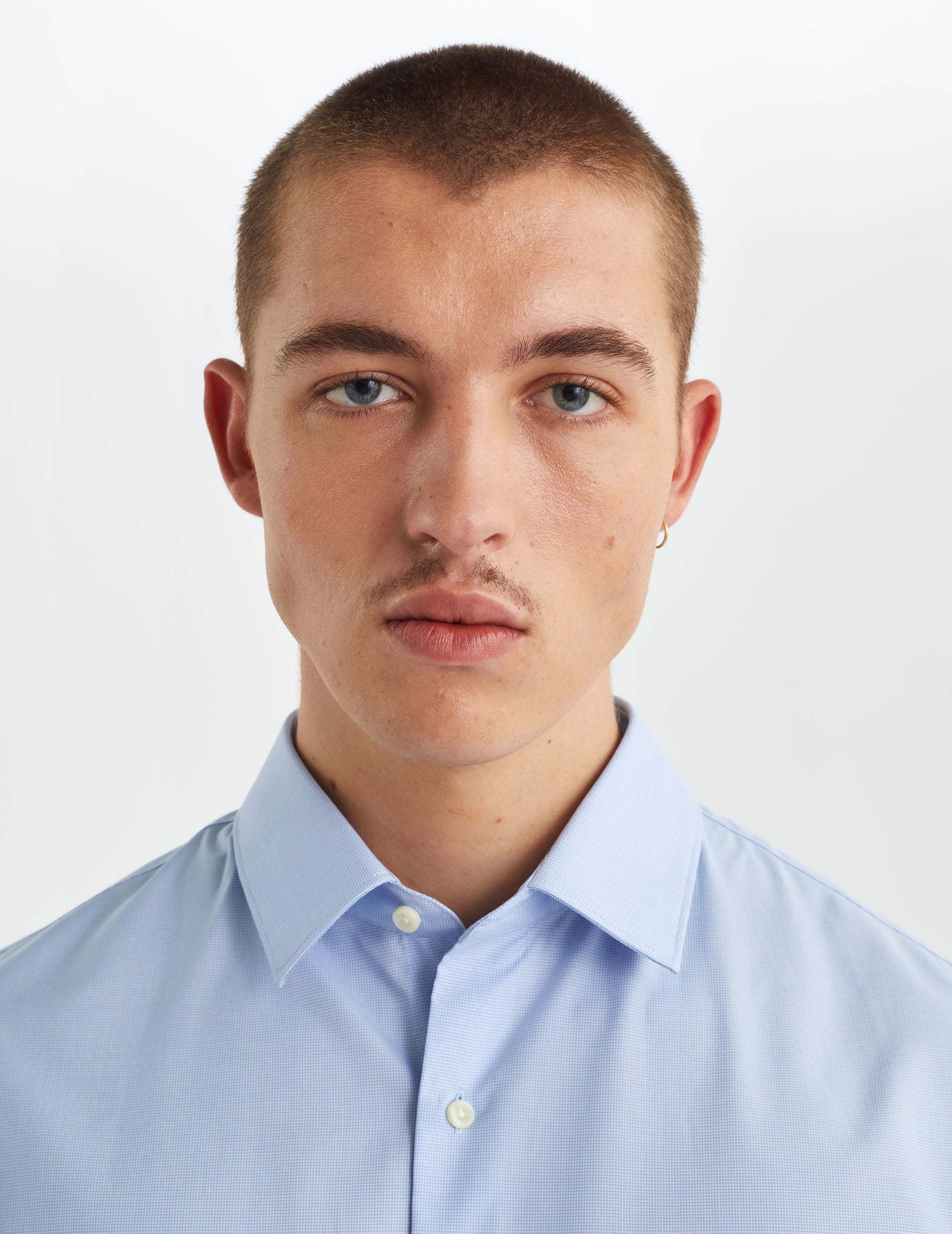 Chemise Semi-ajustée bleue - Popeline - Col Figaret