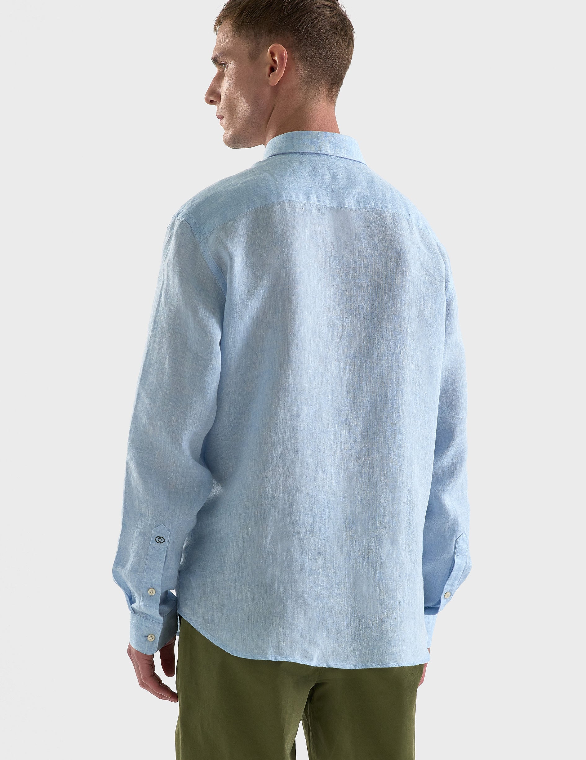 Chemise Gaspard en lin bleu clair - Lin - Col Américain