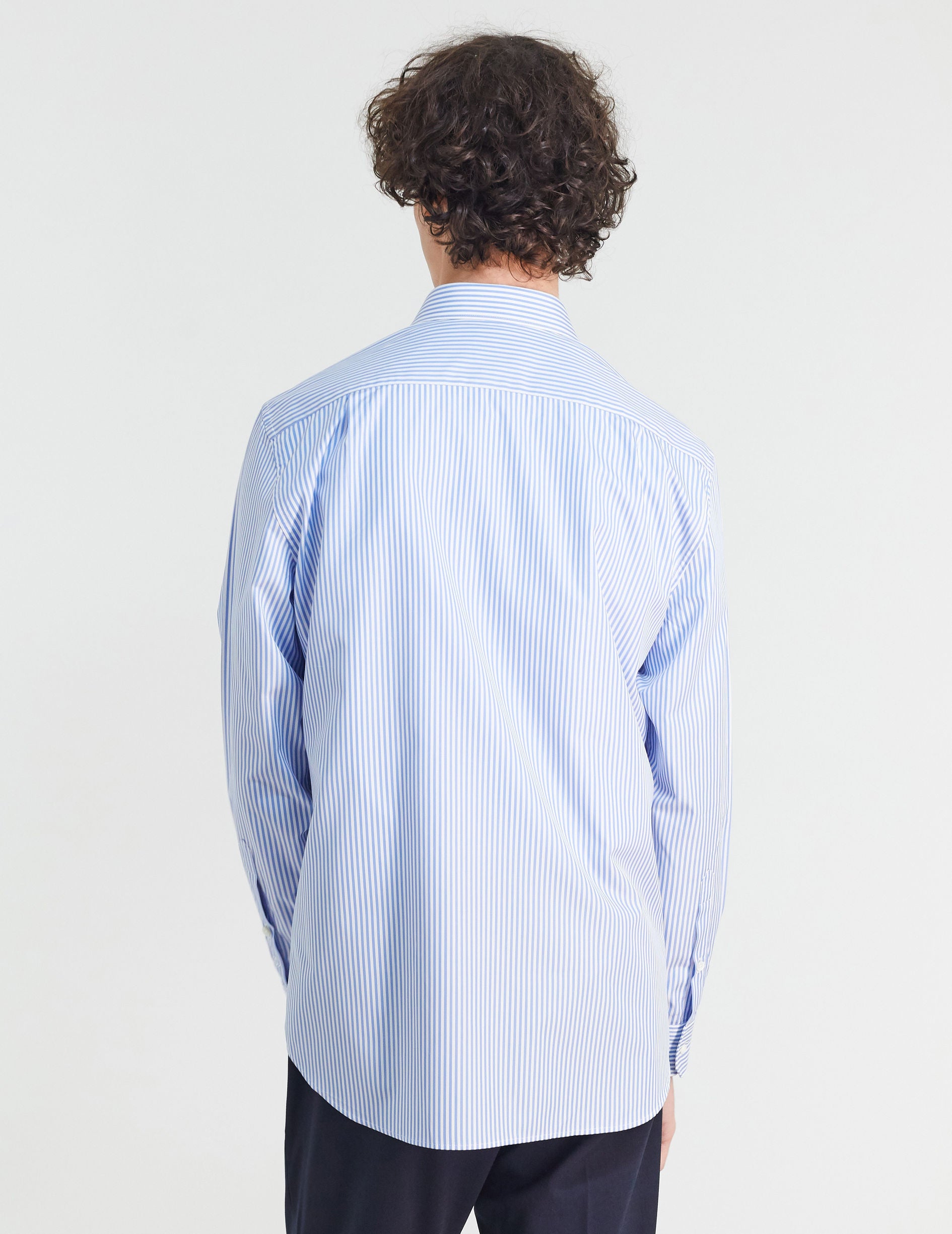 Chemise Classique rayée bleue - Popeline - Col Figaret