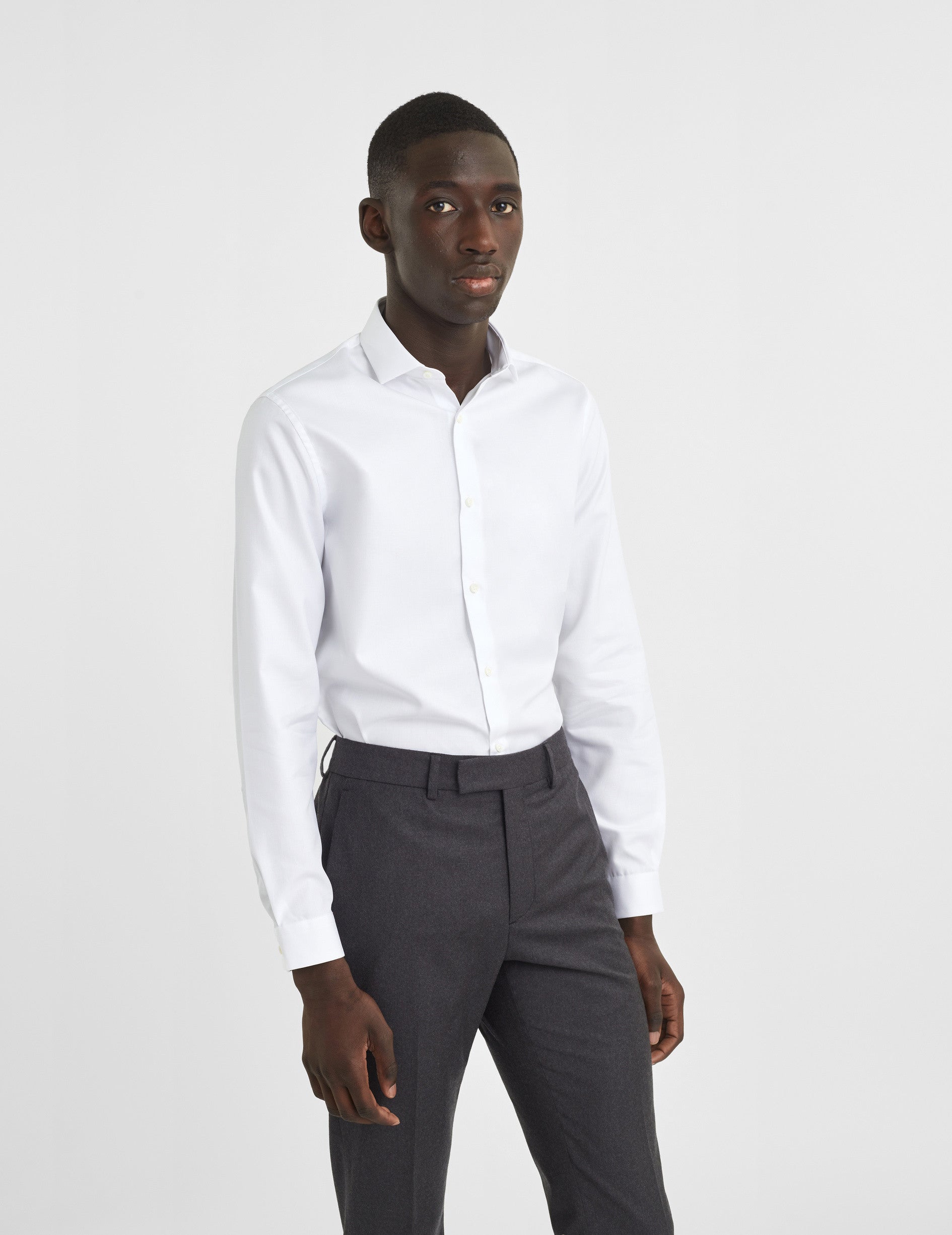 Chemise Ajustée blanche - Façonné - Col Fin