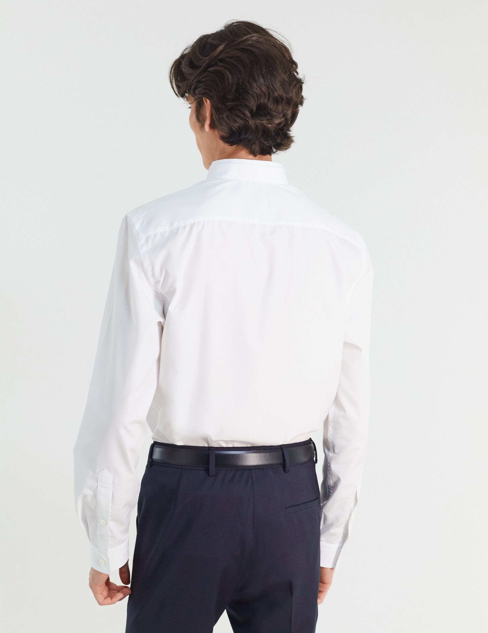 Semi-fitted white shirt - Poplin - Double Collar
