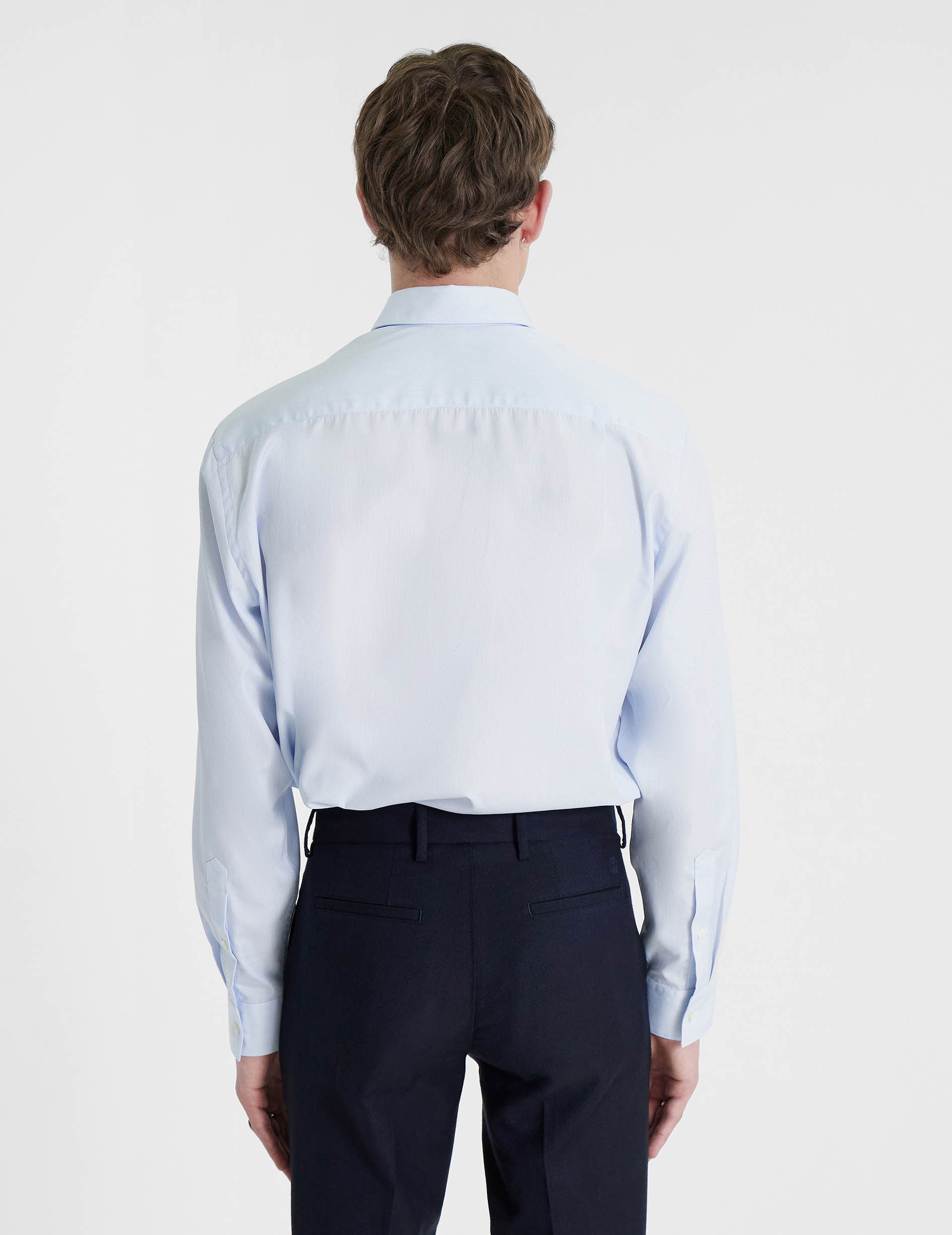 Chemise Classique rayée bleue - Popeline - Col Américain