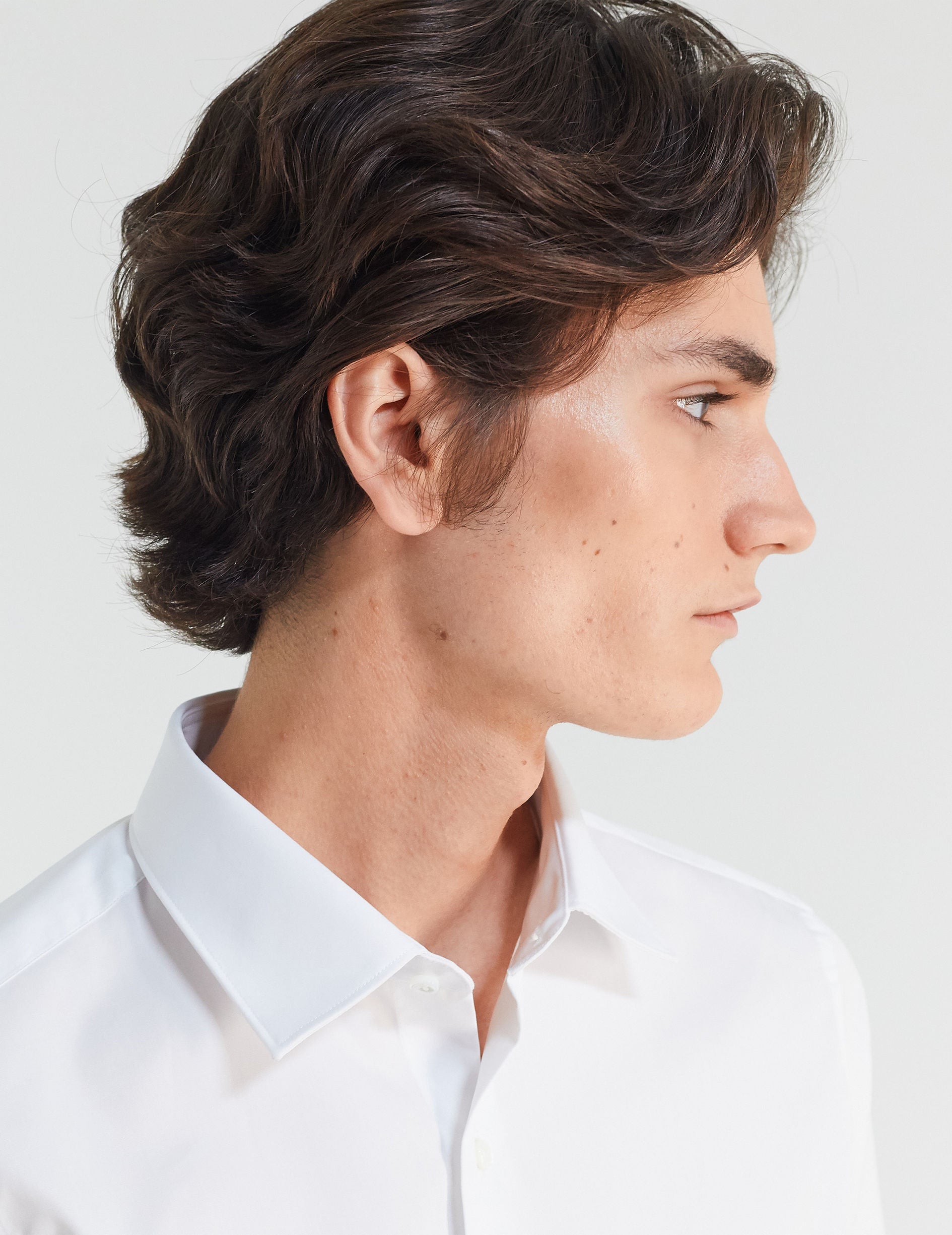 Chemise Semi-ajustée blanche - Popeline - Col Figaret - Poignets Mousquetaires