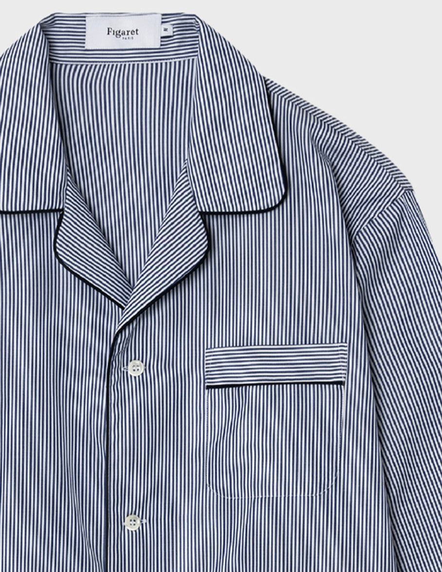 Louis pajamas in navy striped poplin