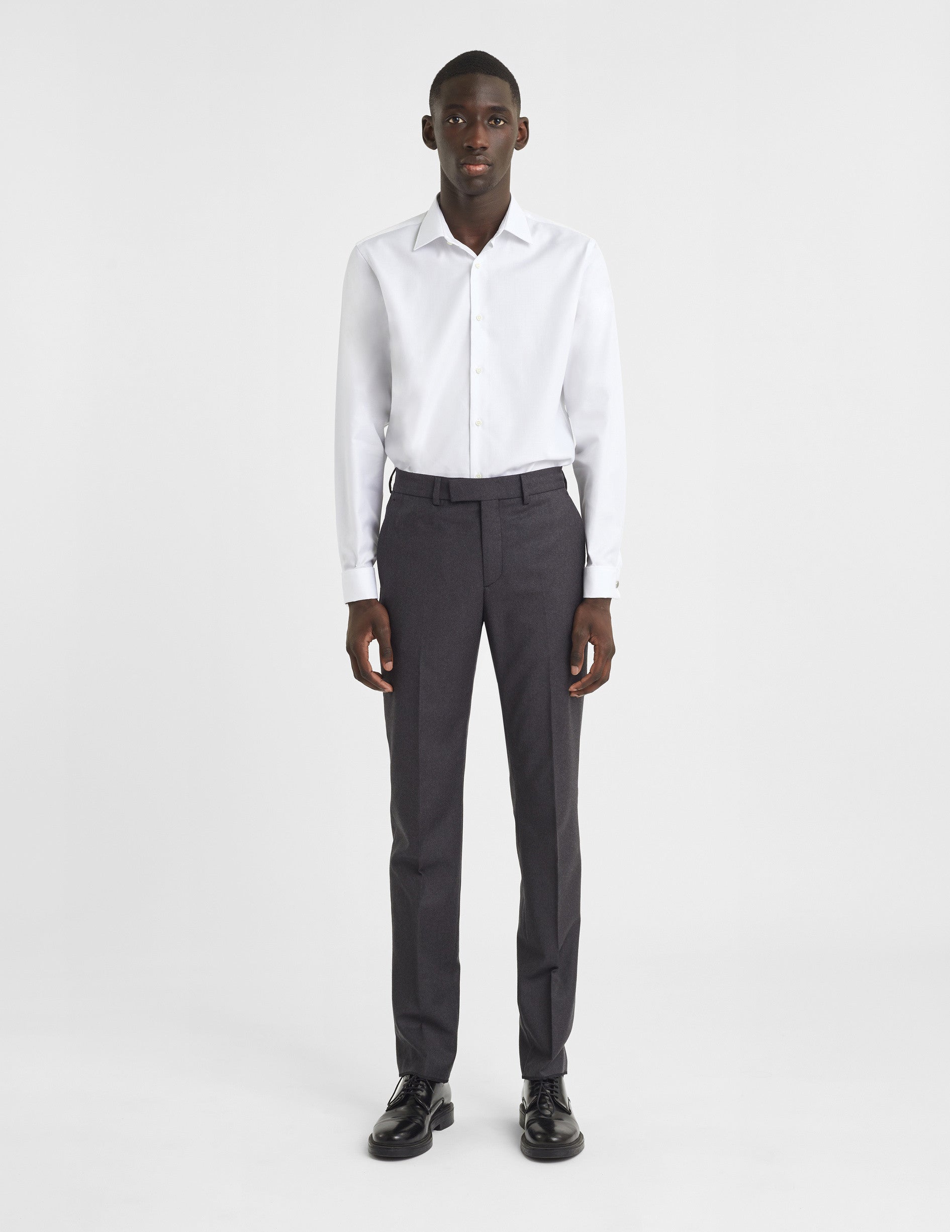 Chemise Semi-ajustée blanche - Façonné - Col Figaret - Poignets Mousquetaires