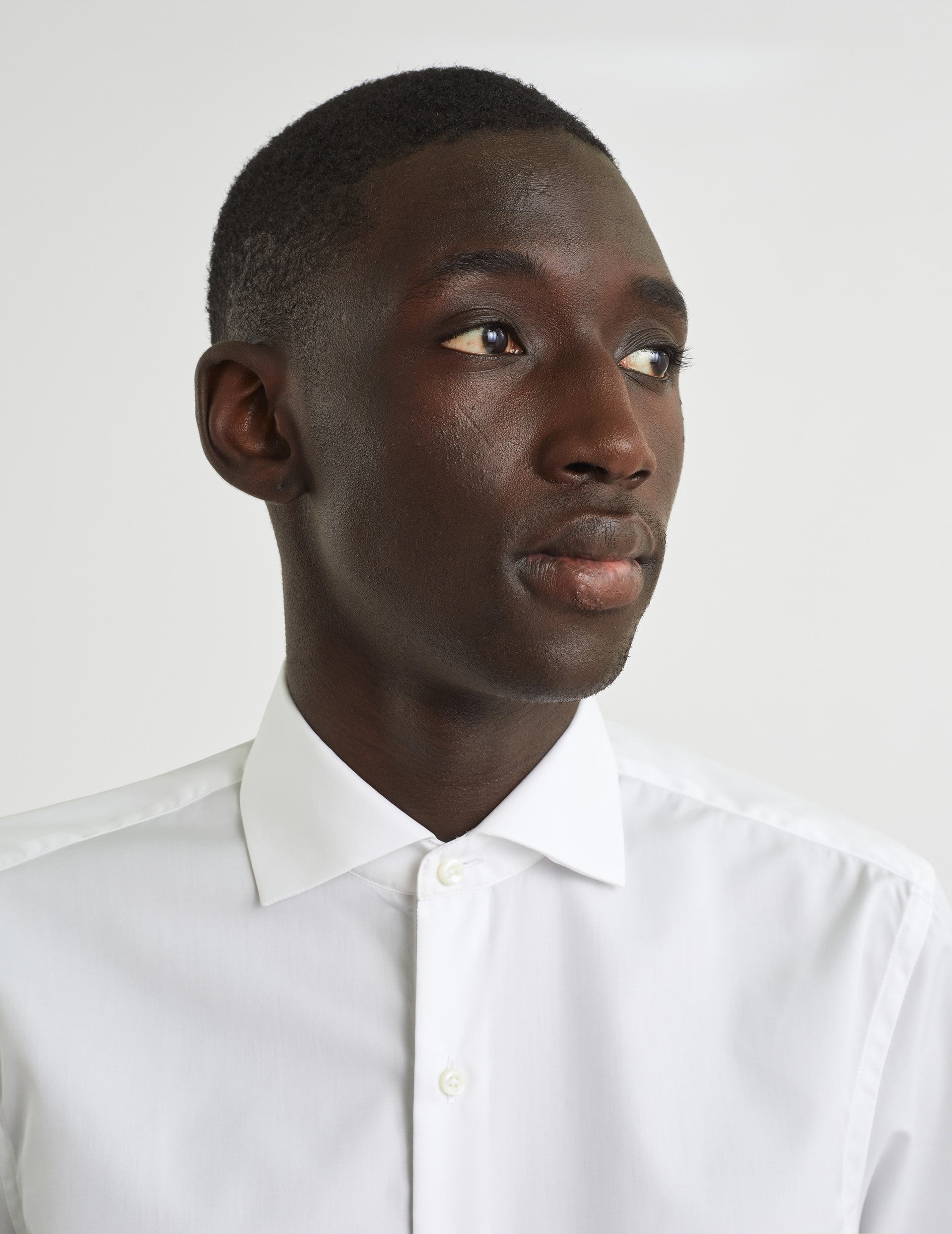 Chemise Semi-ajustée Voyage blanche - Popeline - Col Italien - Repassage facile