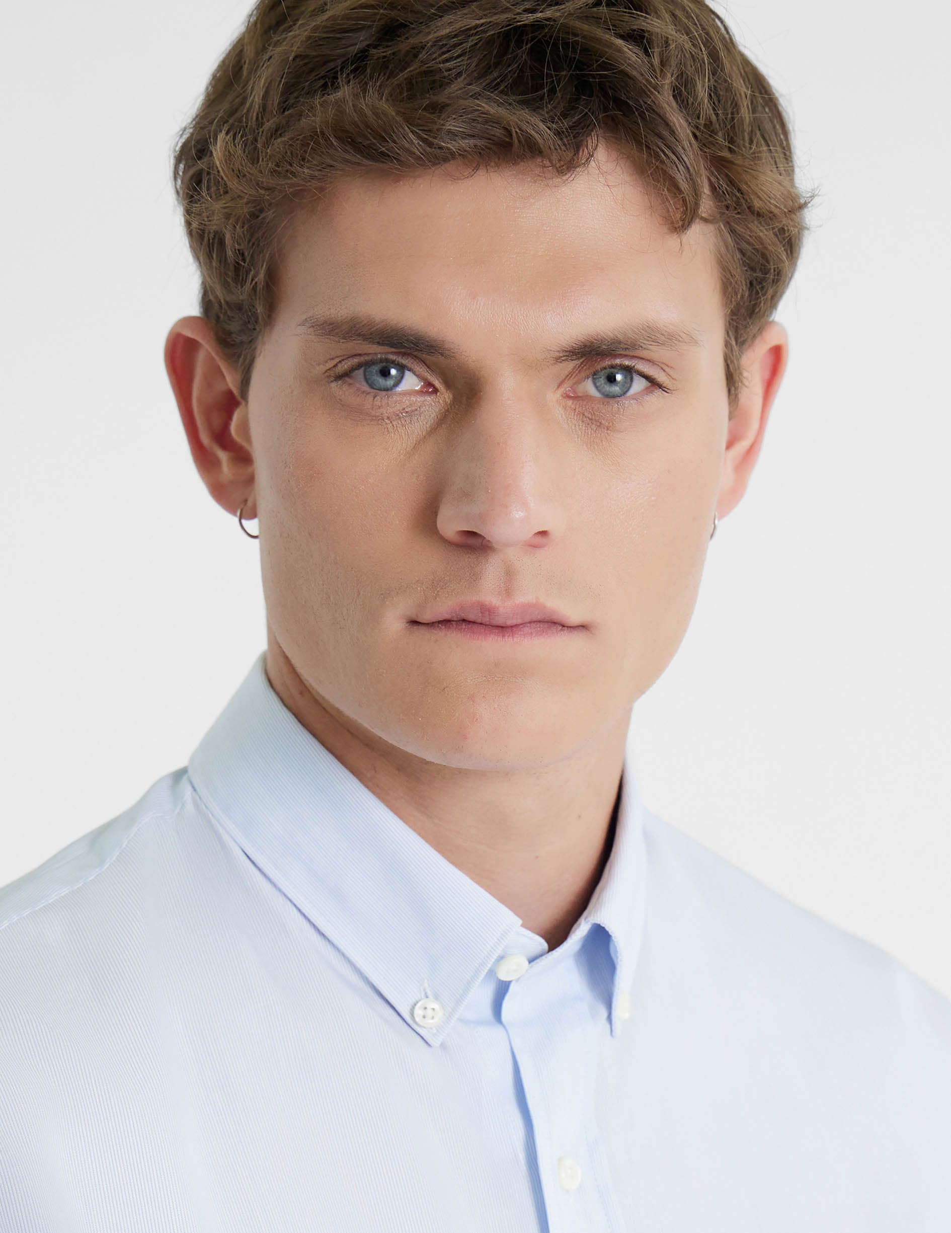 Chemise Classique rayée bleue - Popeline - Col Américain