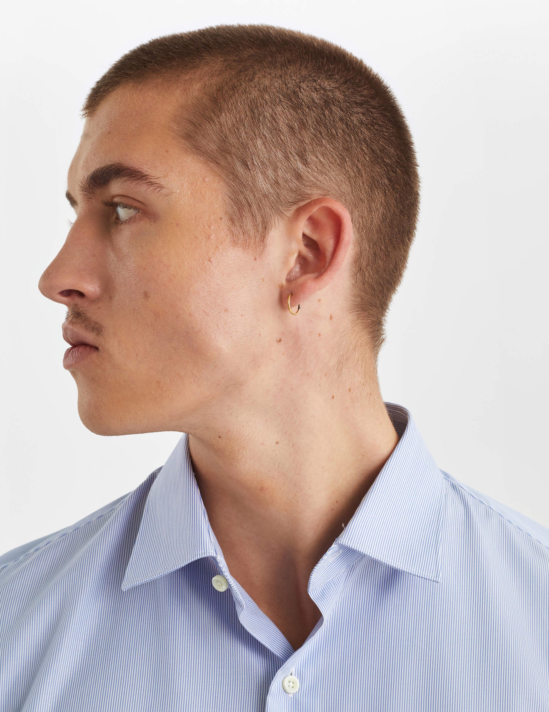 Chemise Semi-ajustée rayée bleue - Popeline - Col Figaret