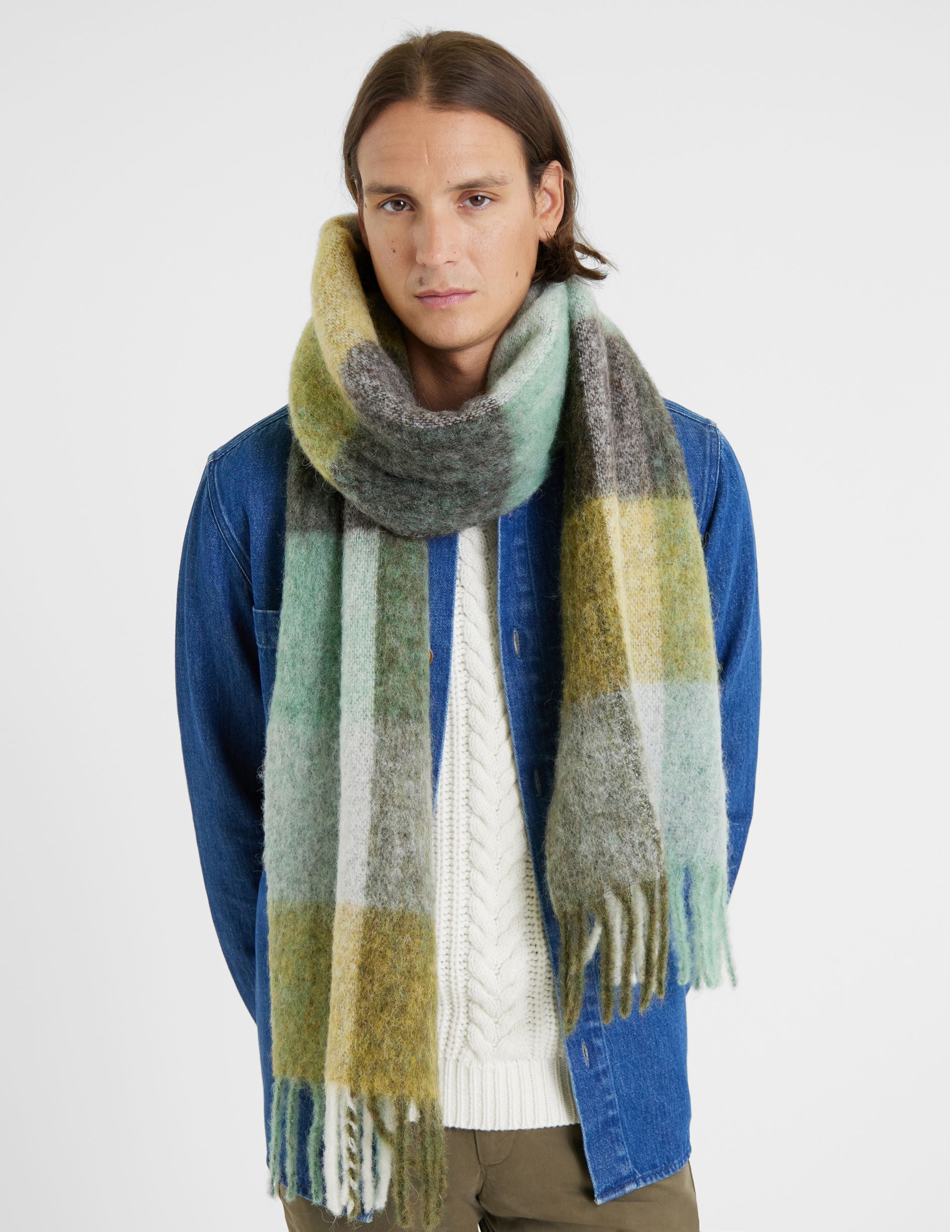 Khaki checkered scarf