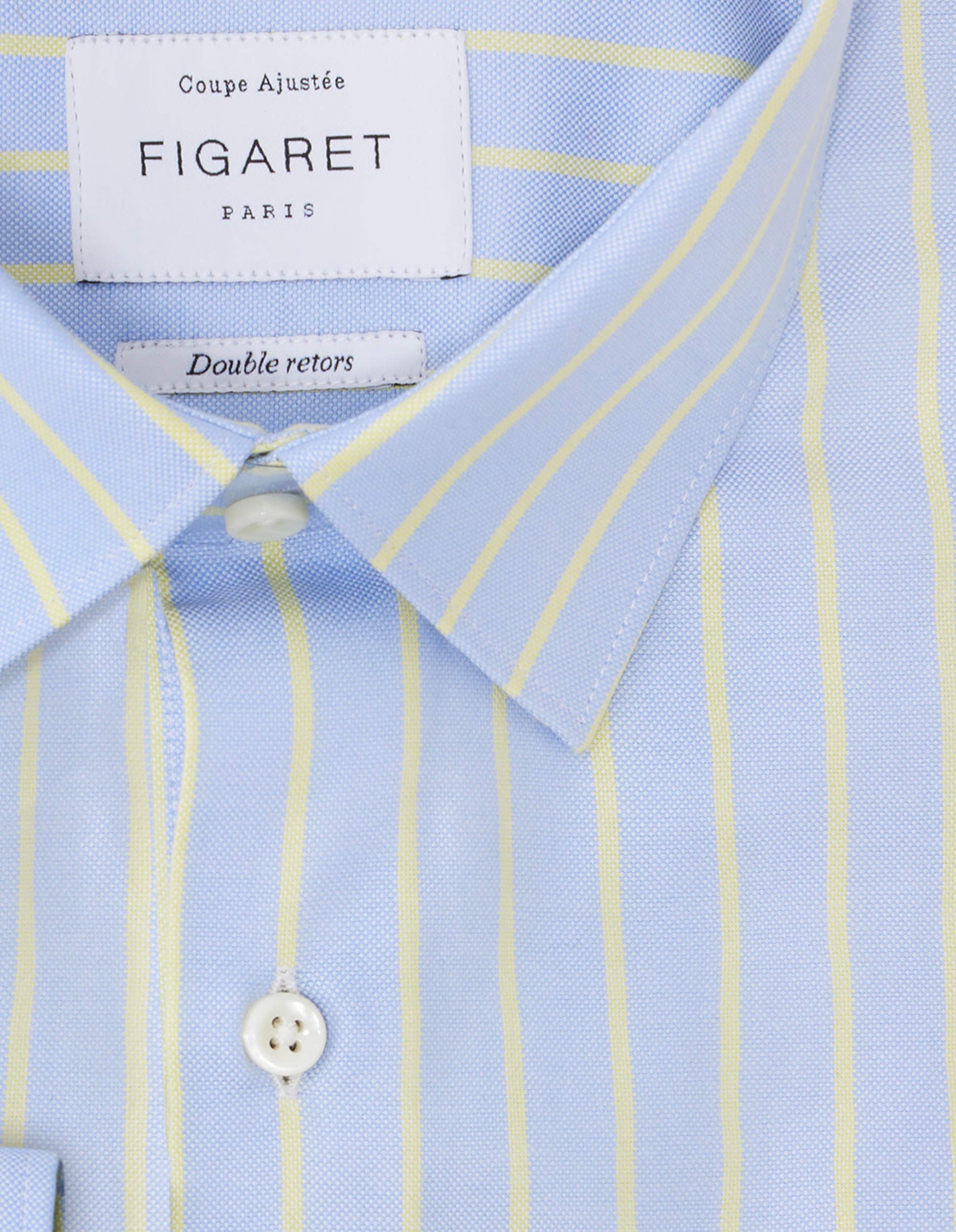 Blue striped fitted shirt - Pinpoint - Figaret Collar