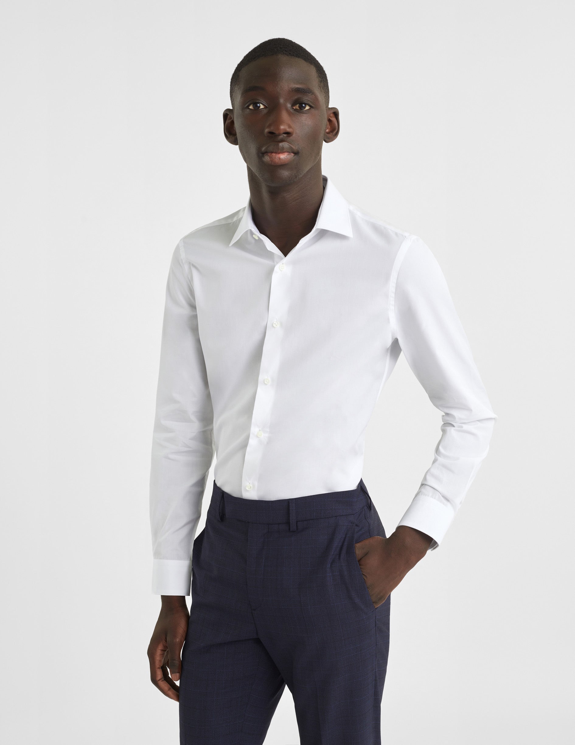 Fitted white Prestige shirt - Poplin - Figaret Collar