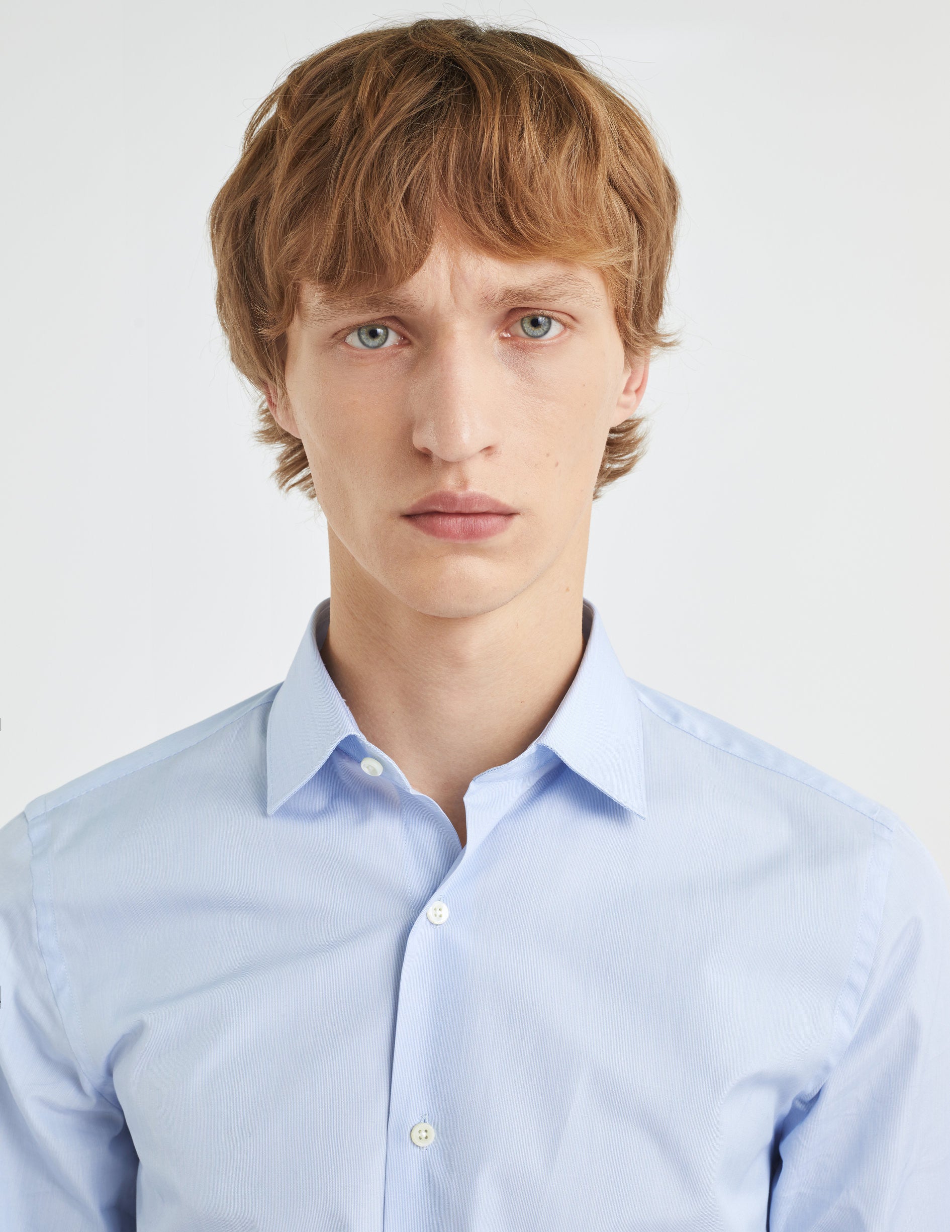 Chemise Ajustée rayée bleue - Popeline - Col Figaret