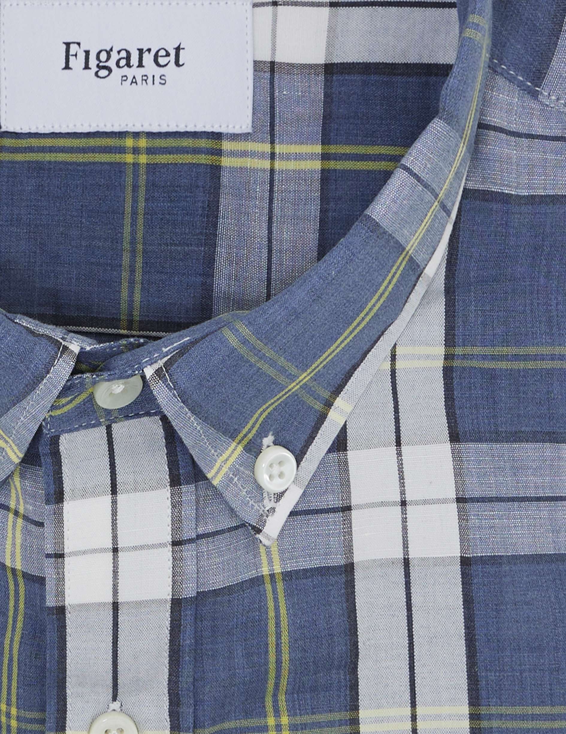 Gabriel shirt with blue checks - Poplin - American Collar