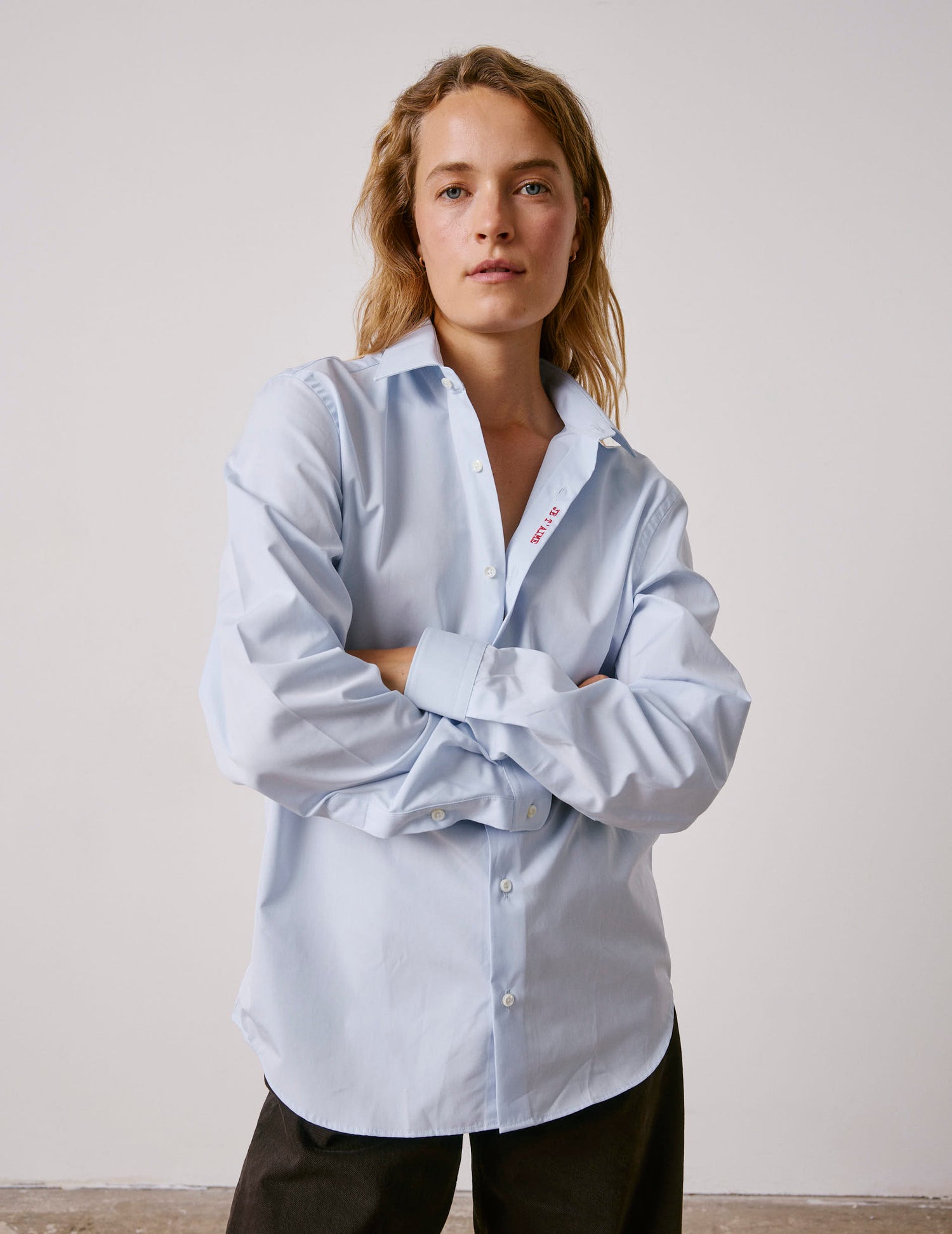 Chemise mixte "Je t'aime" bleue - Popeline - Col Figaret#6