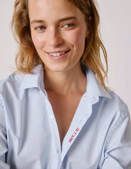 Chemise mixte "Je t'aime" bleue