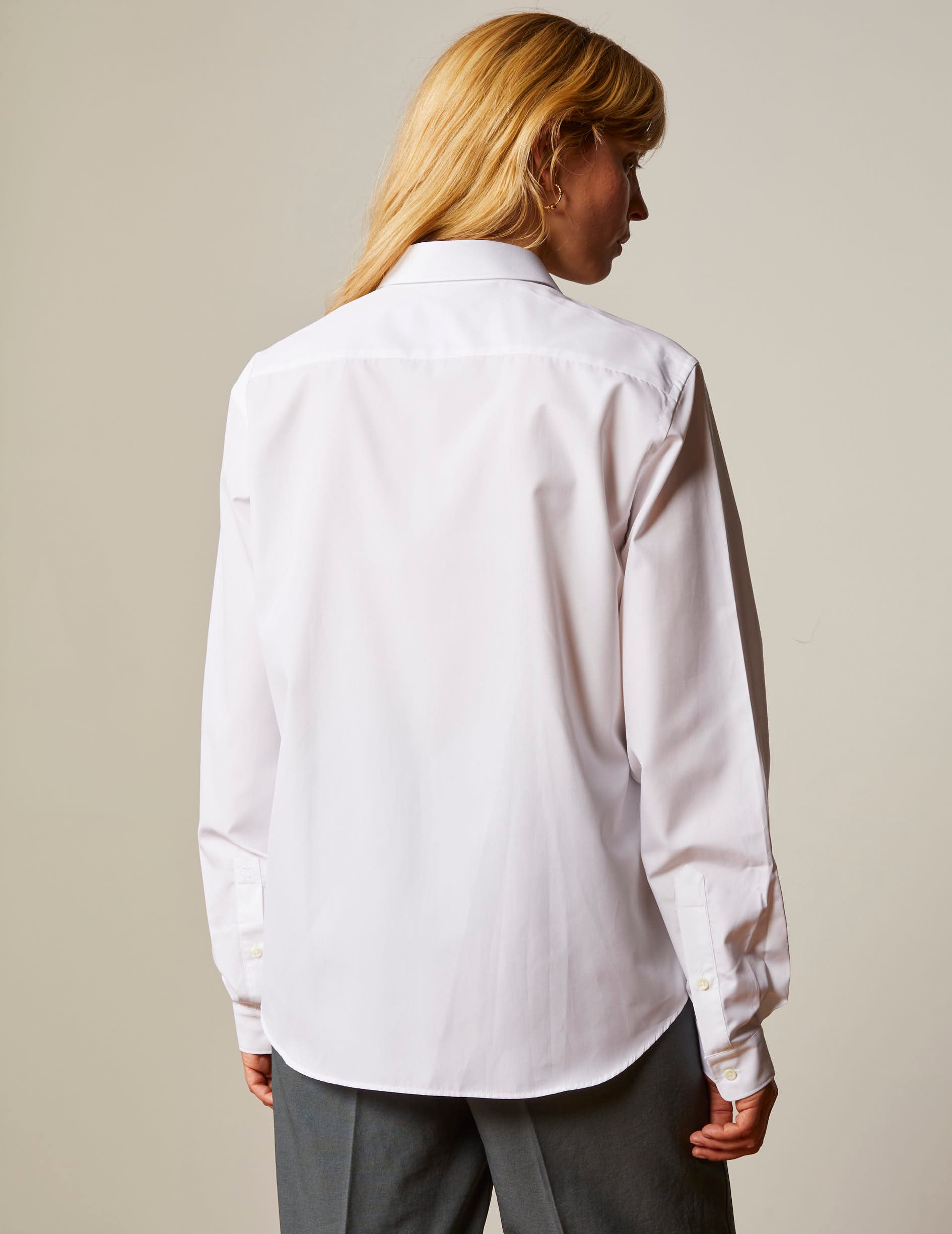 White "Je t'aime" shirt with grey embroidery - Poplin - Figaret Collar