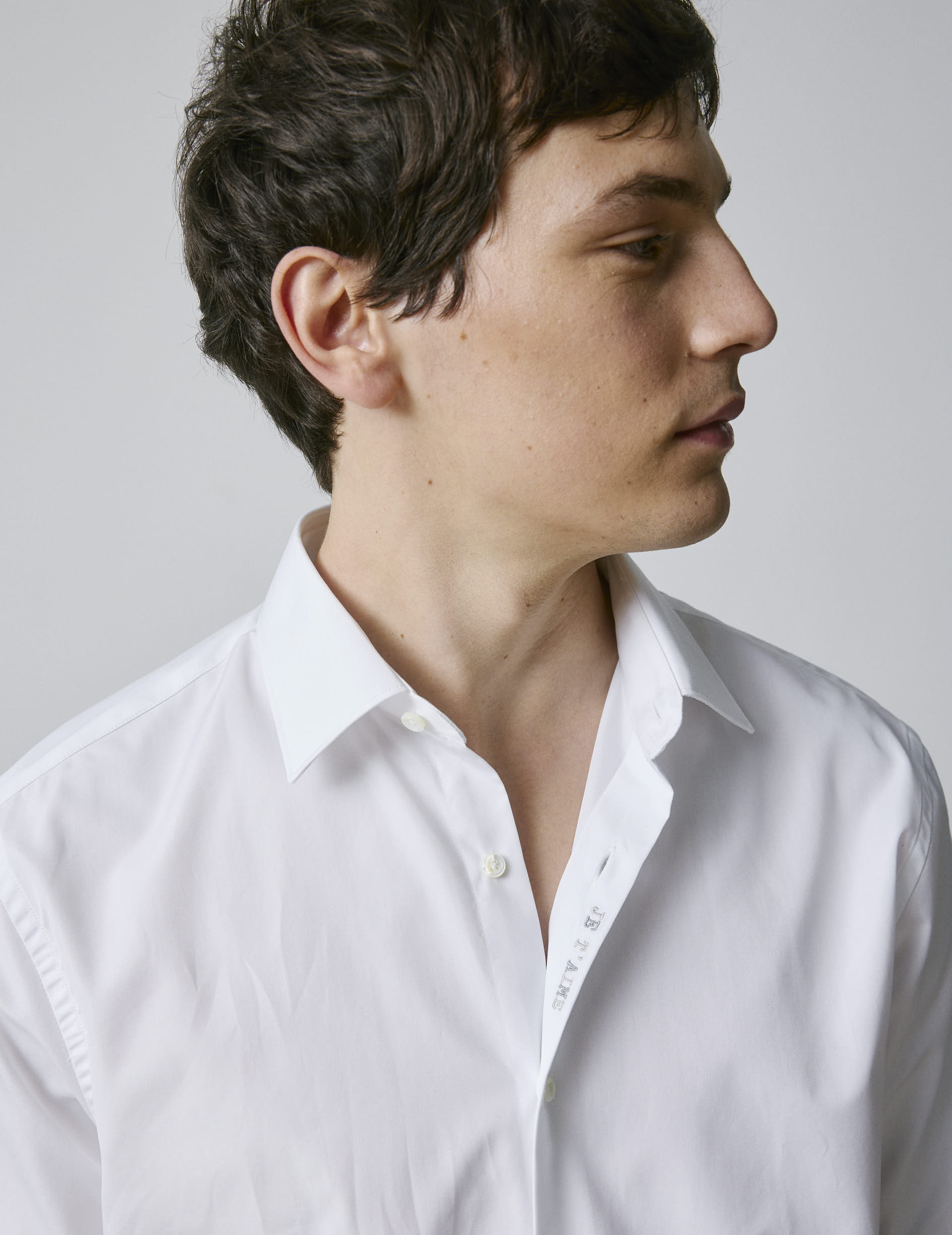 unisex White "Je t'aime" shirt - Poplin - Figaret Collar