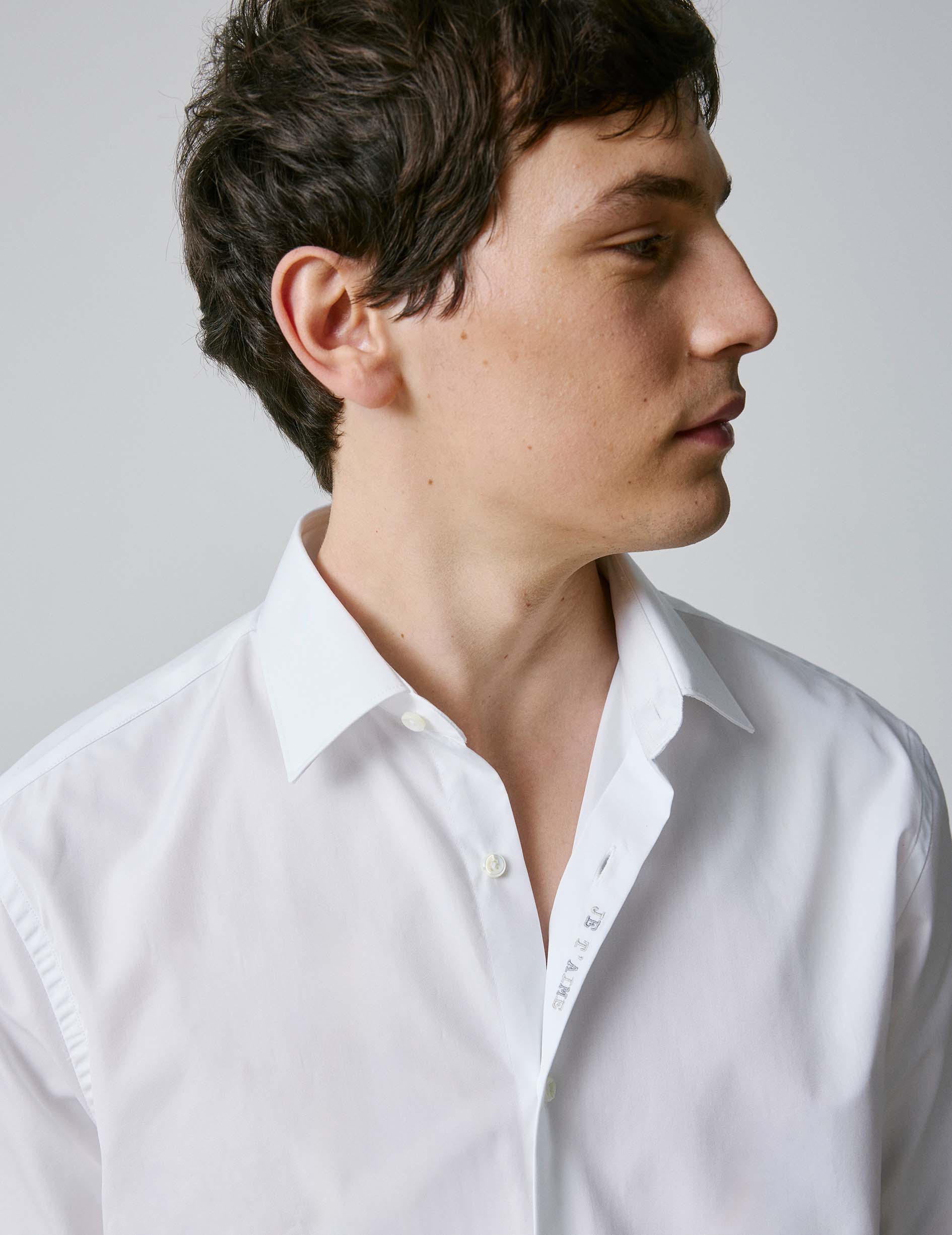 Chemise mixte "Je t'aime" blanche - Popeline - Col Figaret