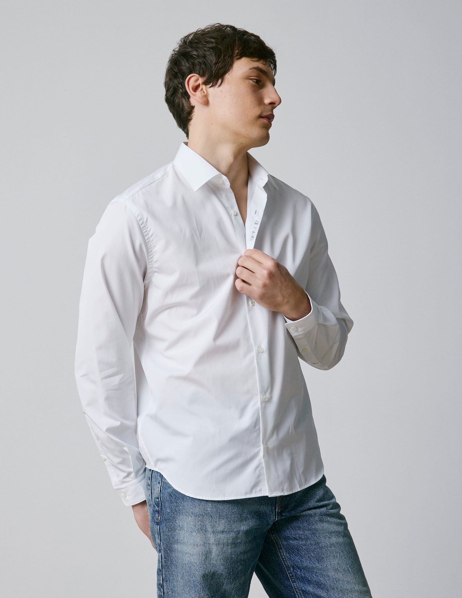 unisex White "Je t'aime" shirt - Poplin - Figaret Collar#5