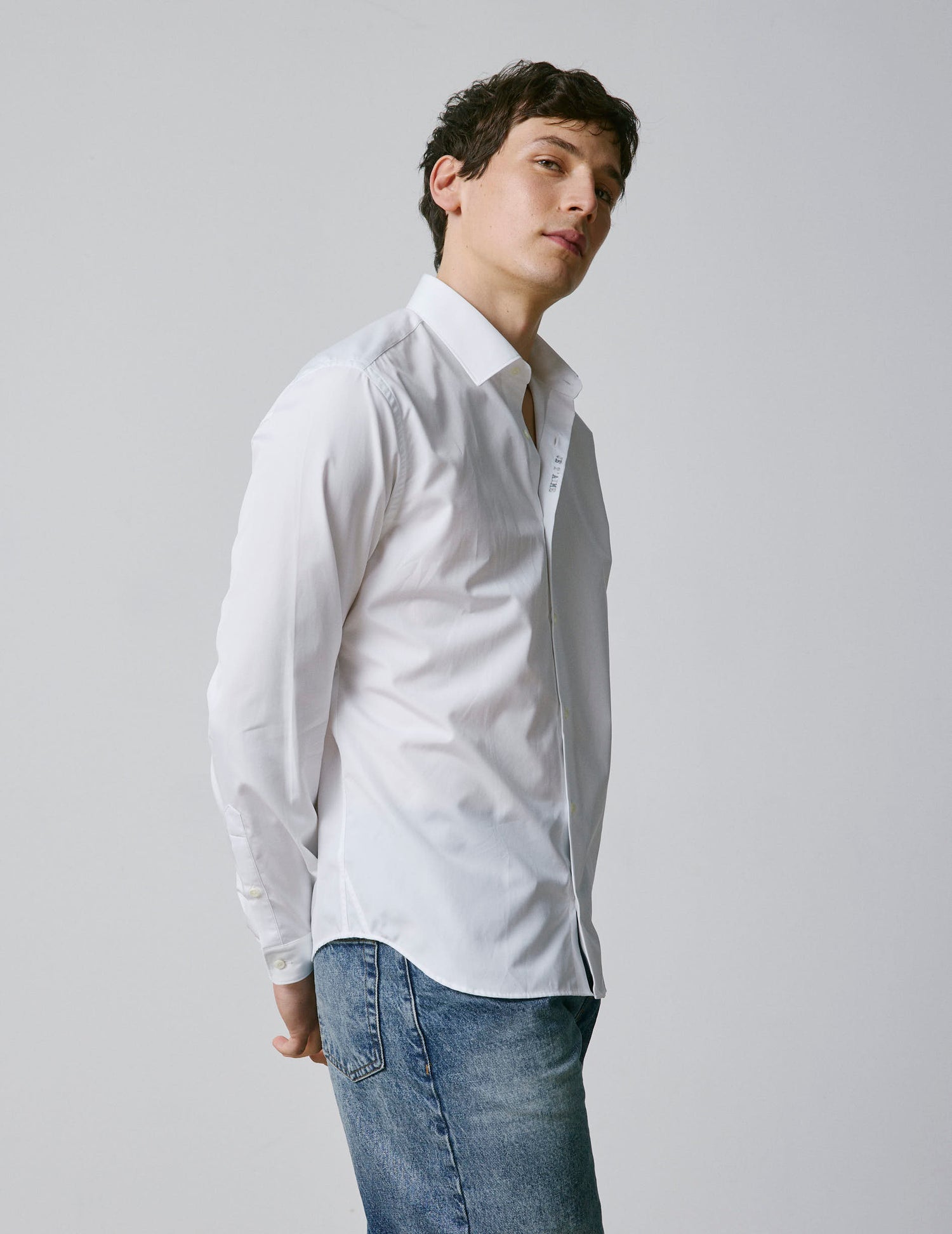 unisex White "Je t'aime" shirt - Poplin - Figaret Collar#9