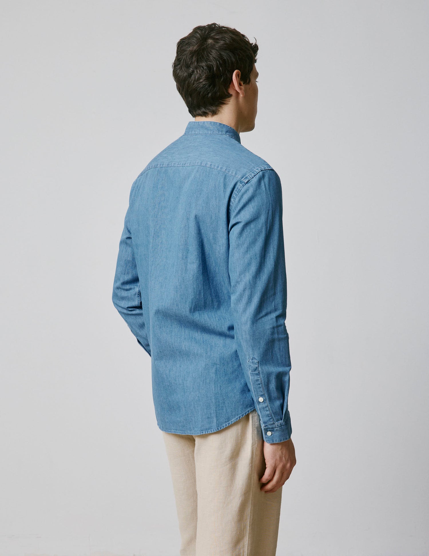 Chemise Carl en denim bleu - Denim - Col Droit ouvert#3