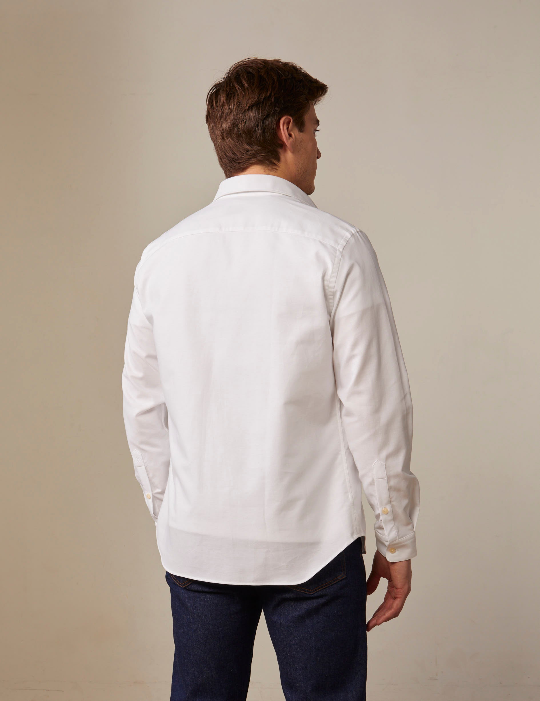 Semi-fitted white shirt - Oxford - American Collar