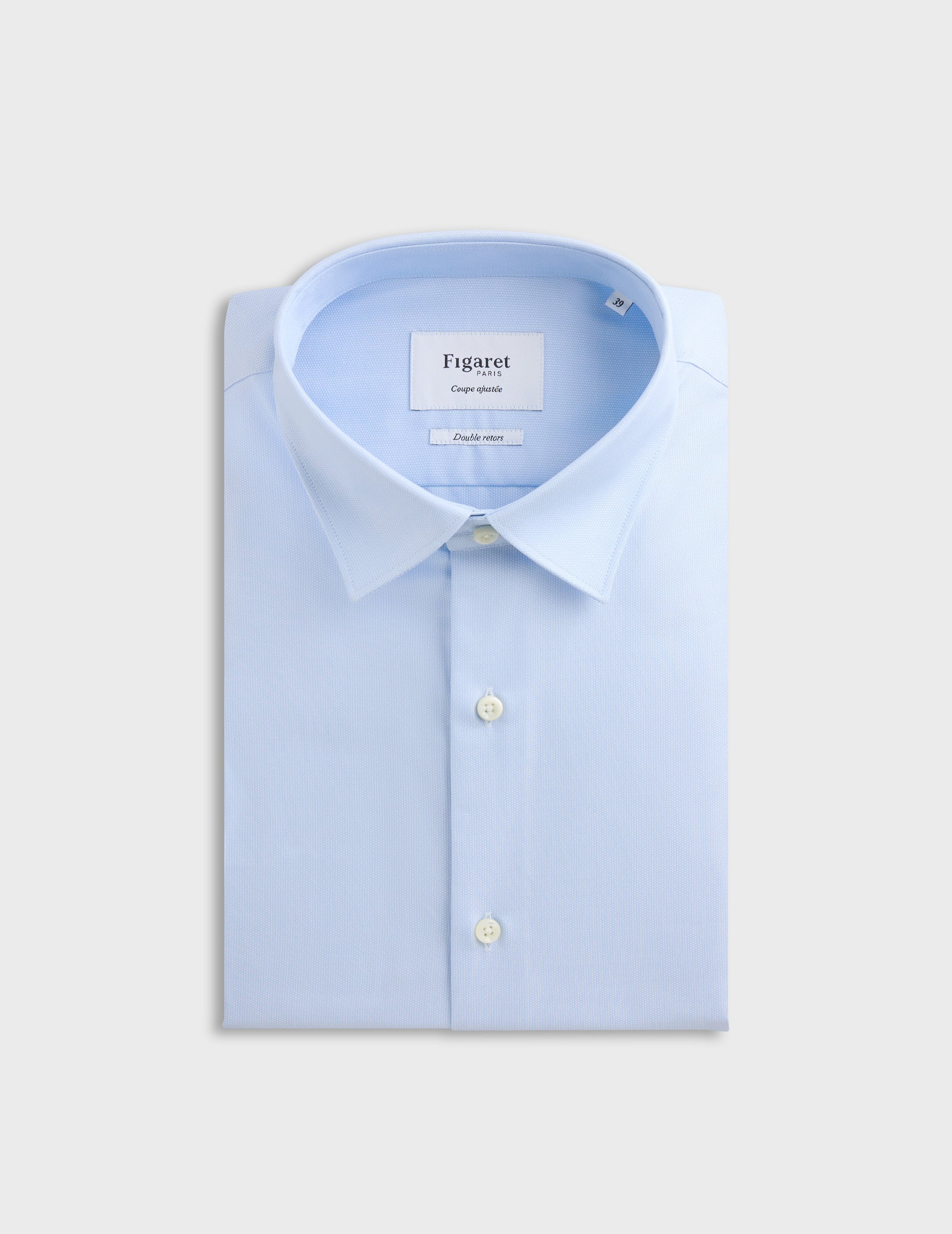 Fitted blue shirt - Shaped - Figaret Collar