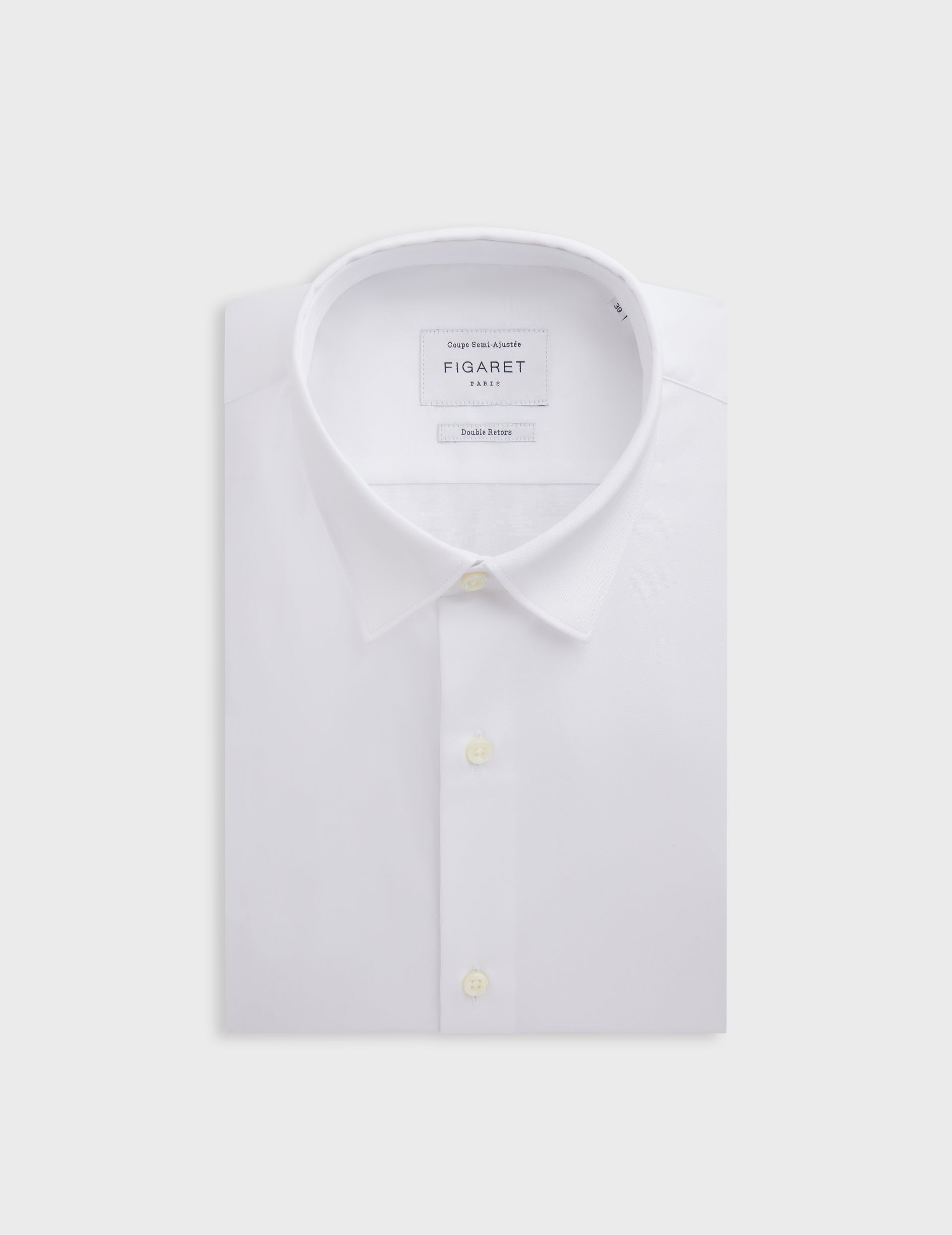 Semi-fitted white shirt - pin point - Figaret Collar