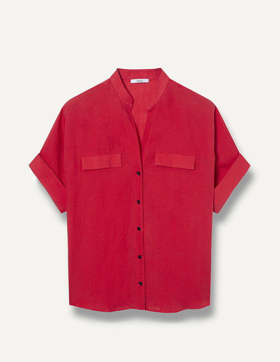 Bahia shirt in red tencel and linen - Cloth