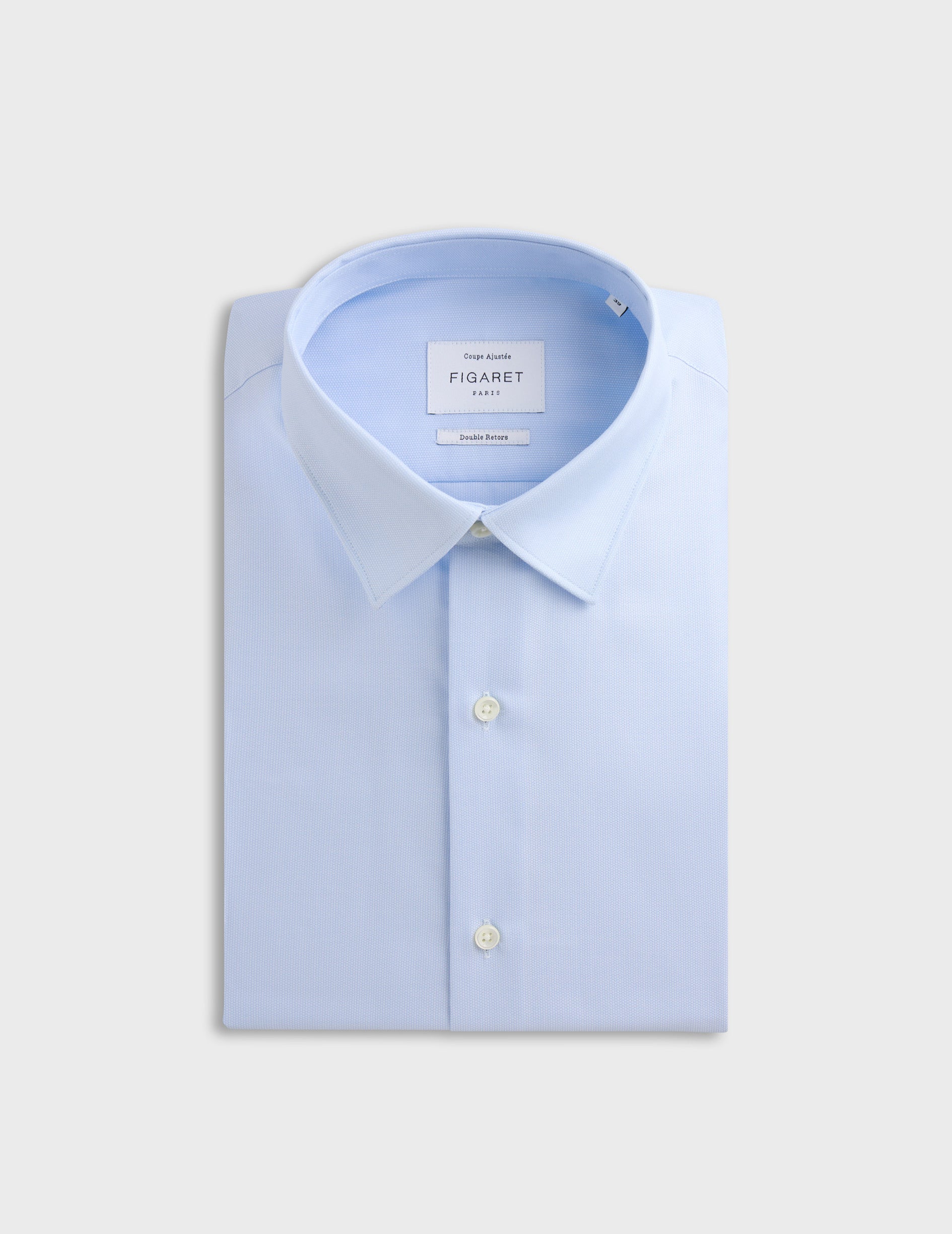Fitted blue shirt - Shaped - Figaret Collar - French Cuffs