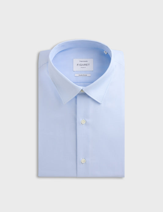Blue fitted shirt - Shaped - Figaret Collar - Musketeers Cuffs