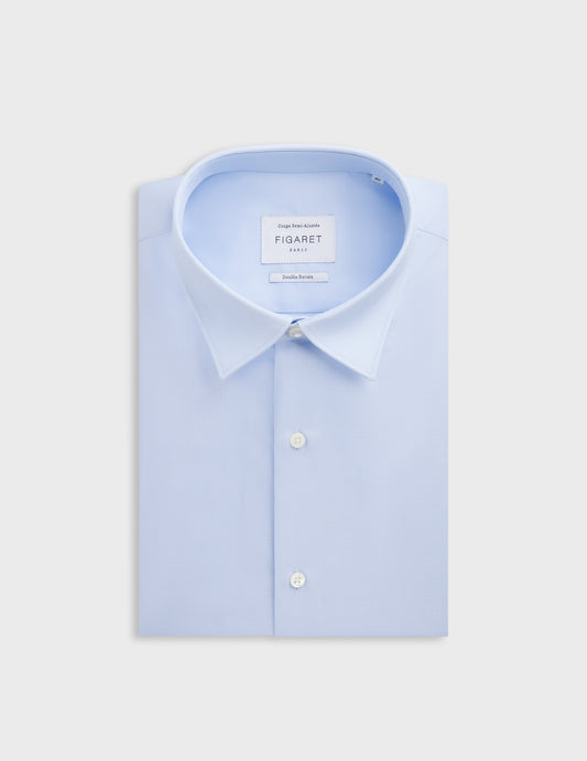 Semi-fitted blue shirt - Shaped - Figaret Collar