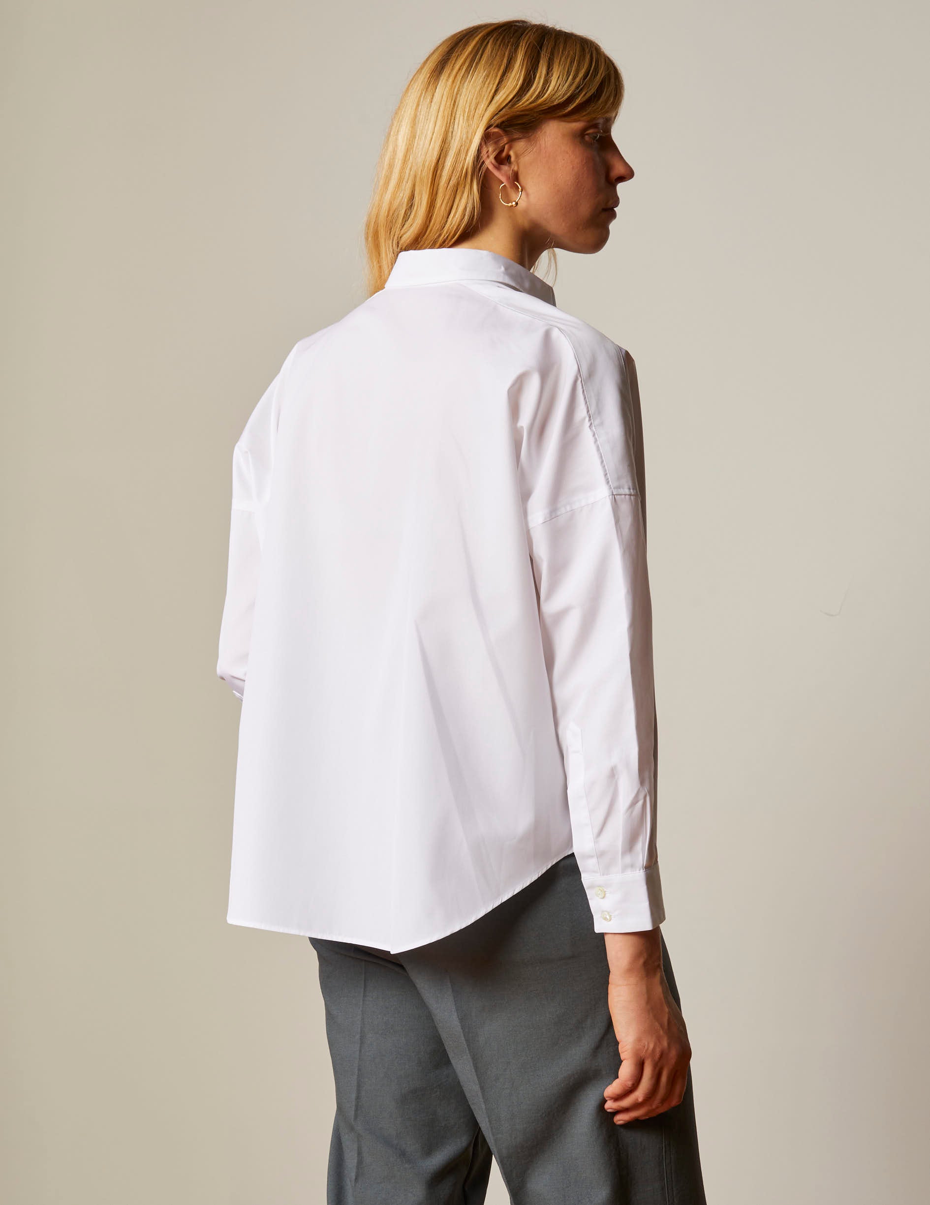 Oversized white Célina shirt - Popeline
